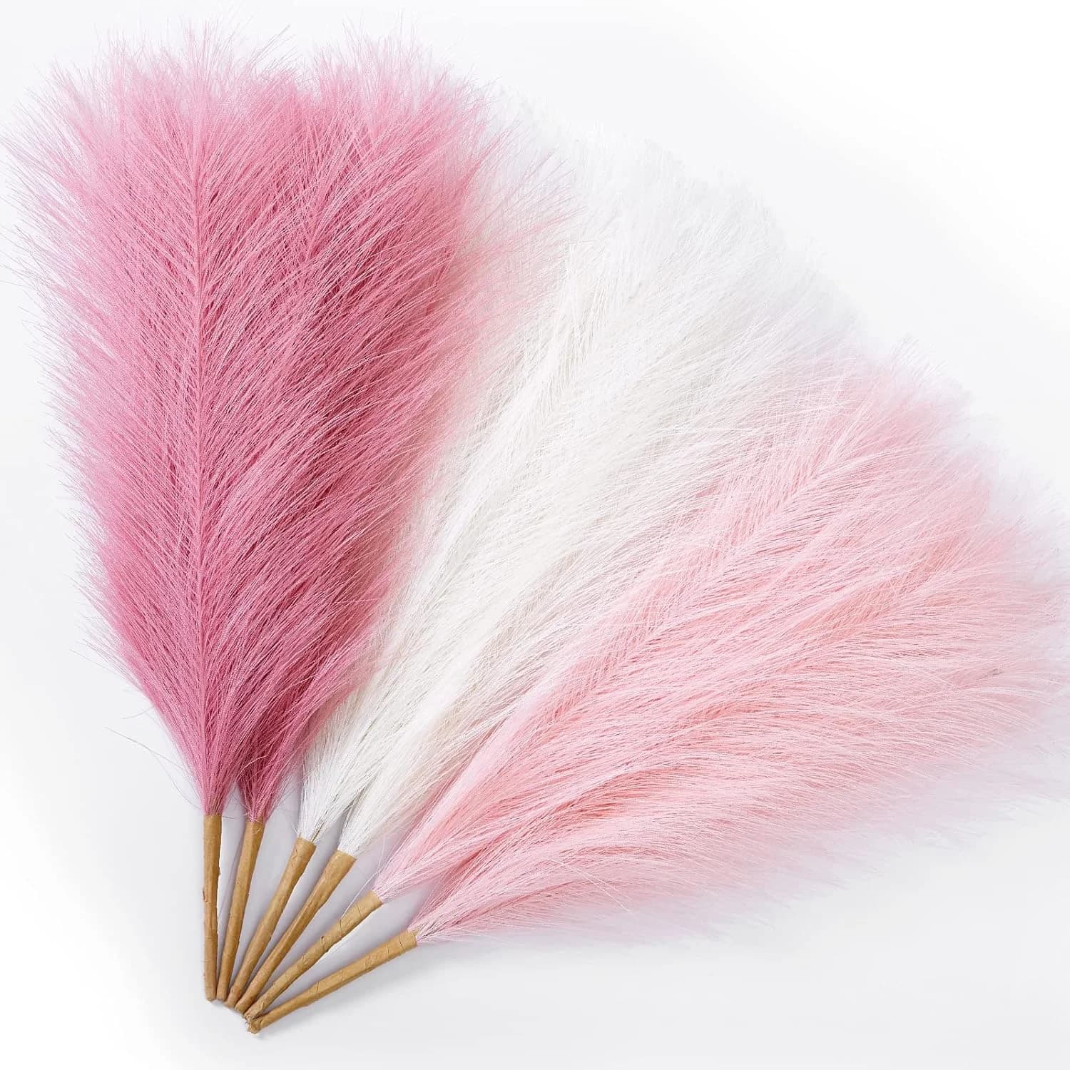 Serwalin 6PCS 17.7 Inch Pink Pampas Grass Decor Boho Feathers for Home