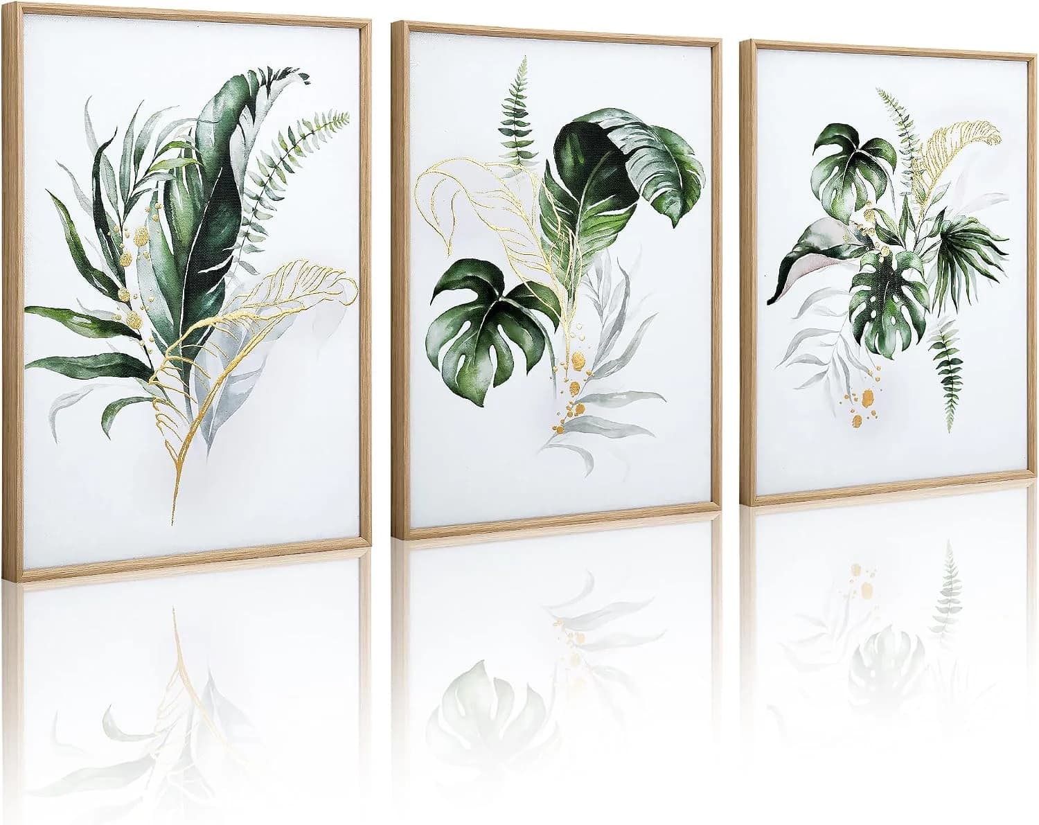 ArtbyHannah Framed Bathroom Wall Art, 12" x16" Botanical Canvas Paintings