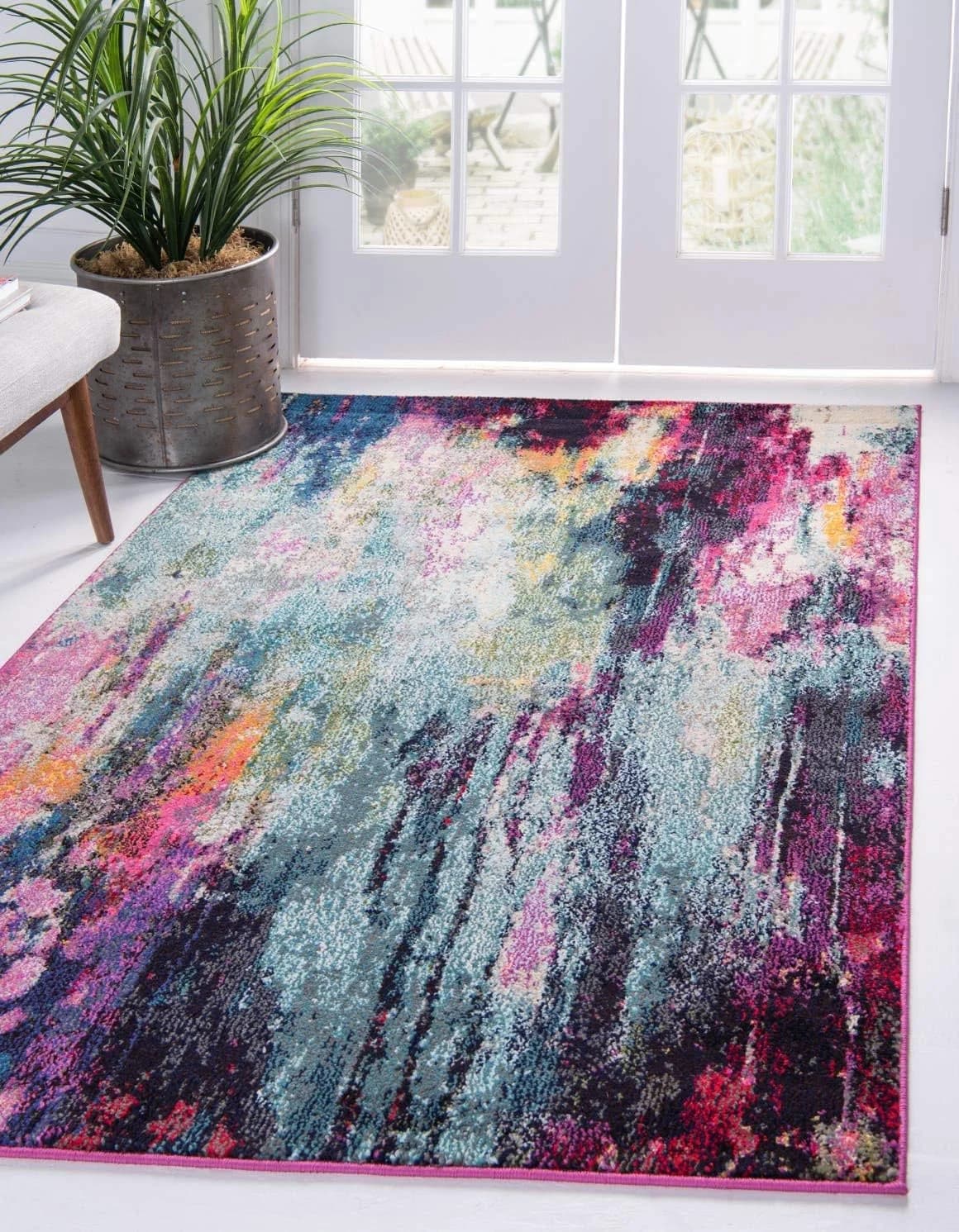 Unique Loom Chromatic Collection Modern Colorful & Vibrant Abstract Area Rug For Any Home Décor (5' 0 x 8' 0 Rectangular