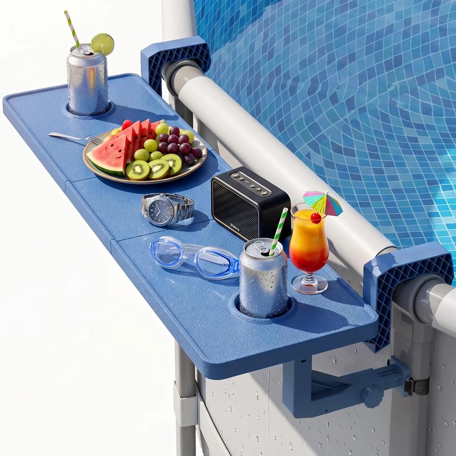 Poolside Bar For Above Ground Pool, Outdoor Pool Bar Table for Above-Ground Round Pool,40.5in Length Adjustable Poolside