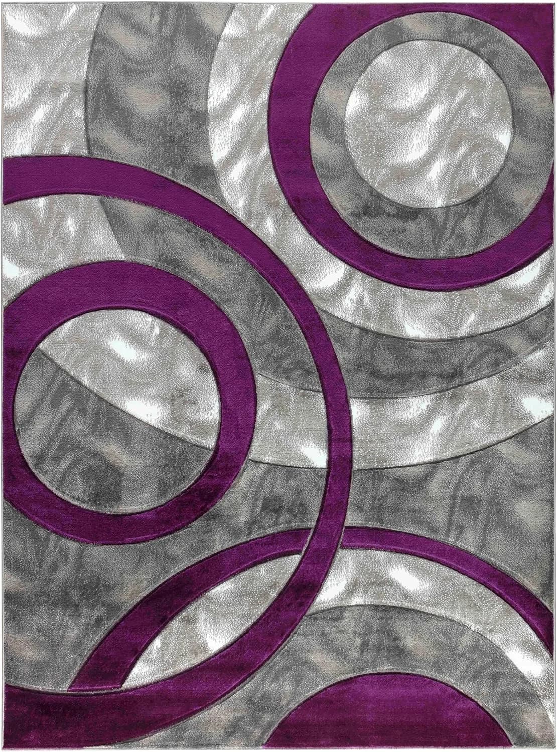 GLORY RUGS Area Rug Modern 2x7 Purple Circles Geometry Soft Hand Carved Contemporary Floor Carpet Fluffy Texture for Ind