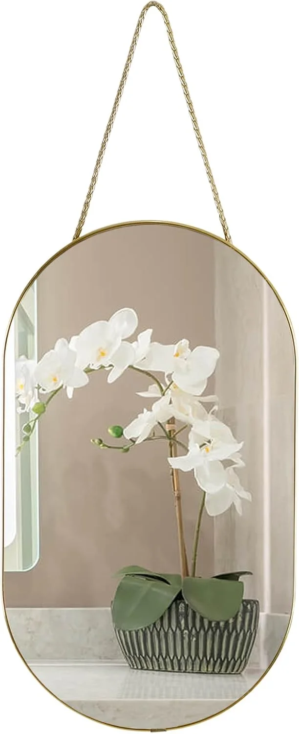 YCHMIR Oval Wall Mirror, Gold, Oval Shape