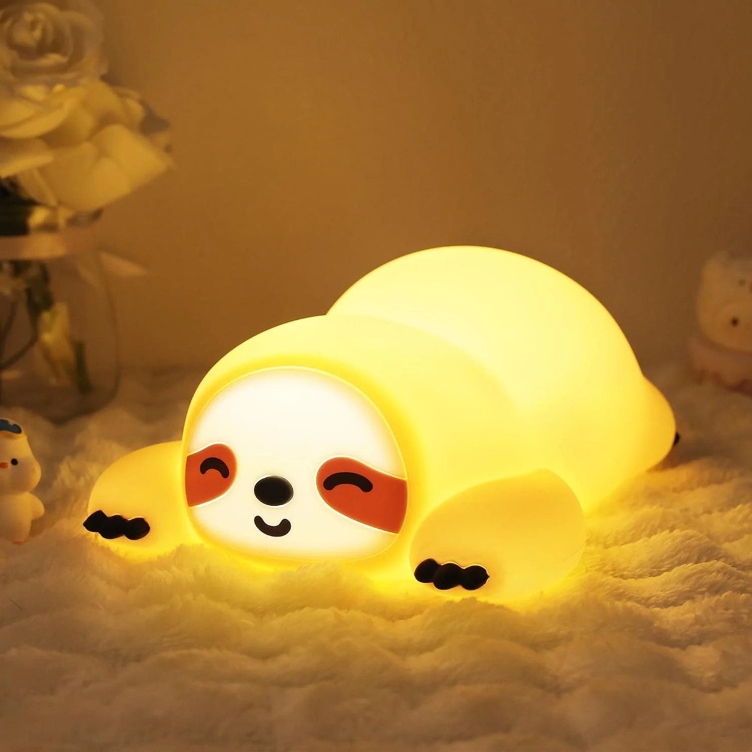 CoolGift Mart Sloth Gifts, Cute Animal Silicone Night Light with USB Rechargeable, Touch Control & Timer, Suitable for B