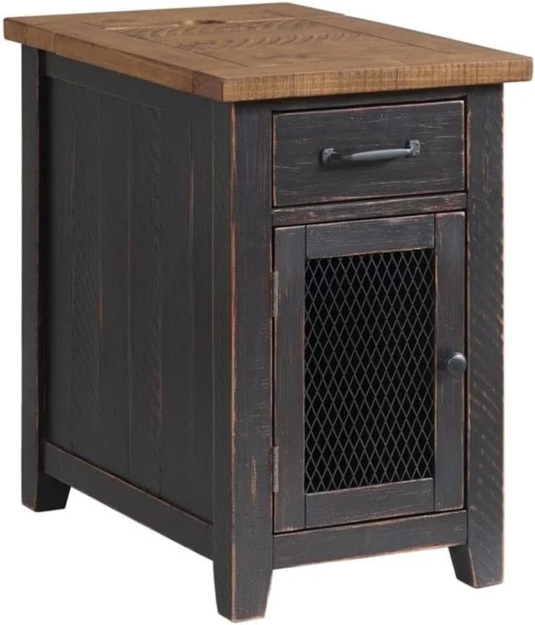 Martin Svensson Home Rustic Solid Wood Chairside End Table, Black and Honey