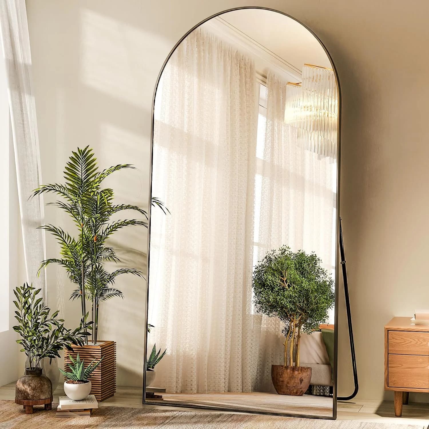 HARRITPURE 71"x30" Arched Full Length Mirror, Black