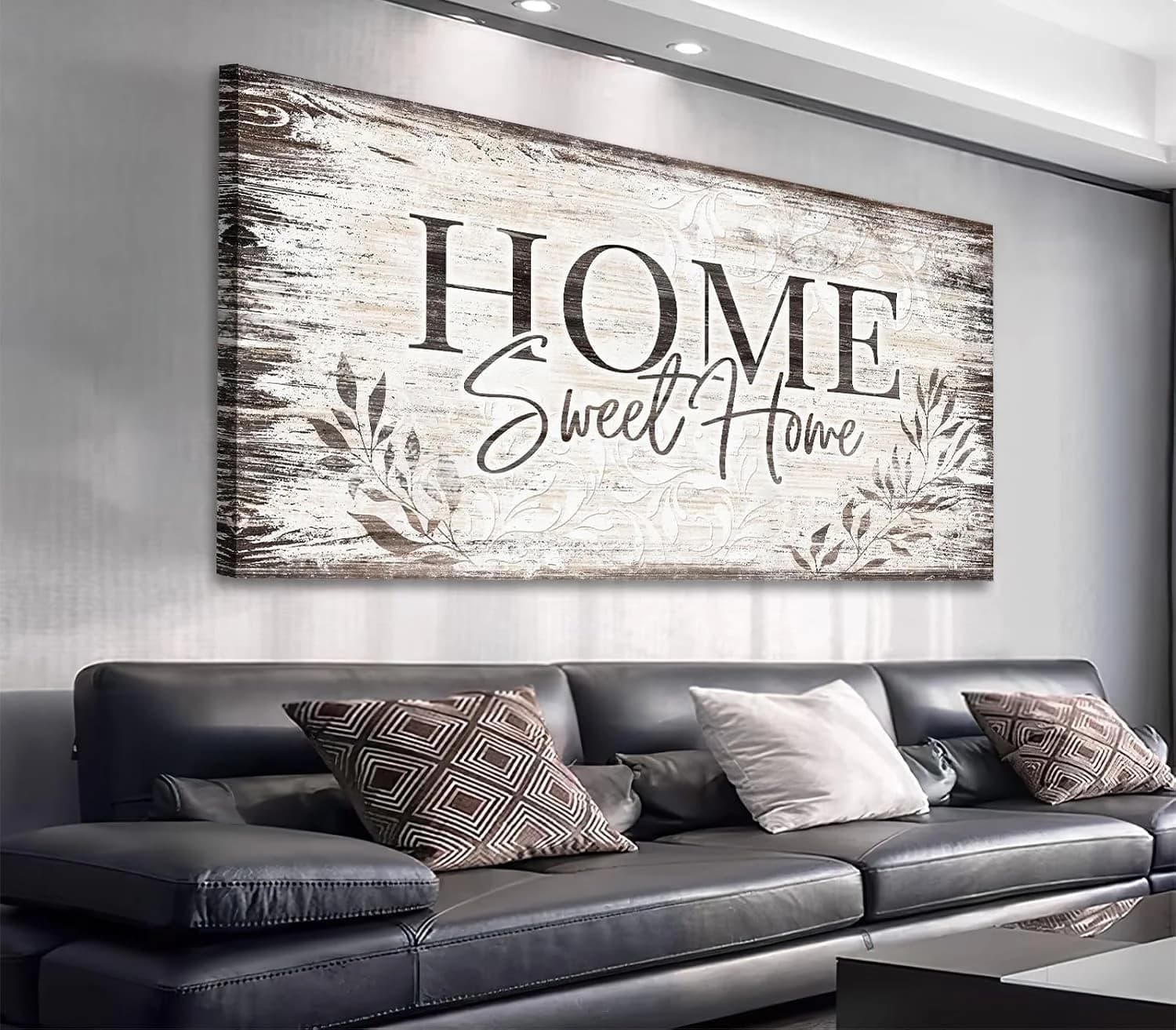 arteWOODS Home Sweet Home Wall Art Sign Large Dark Brown Farmhouse Wall Sign for Living Room Decoration Wooden Board Des