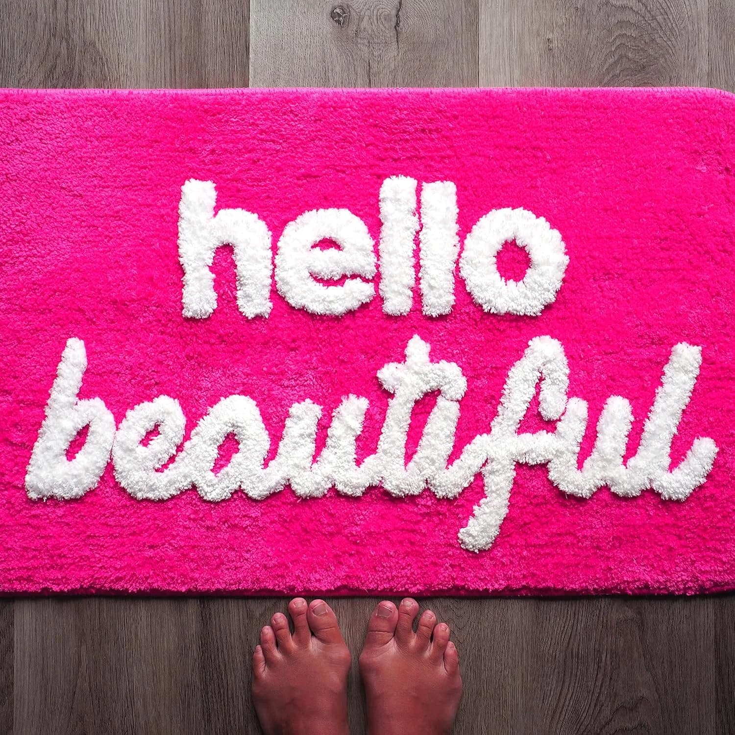 Evovee Hello Beautiful Bath Mat Cute Bathroom Rugs for Girls You Look Good Gorgeous Funny Shower Fun Bathroom Decor Non-