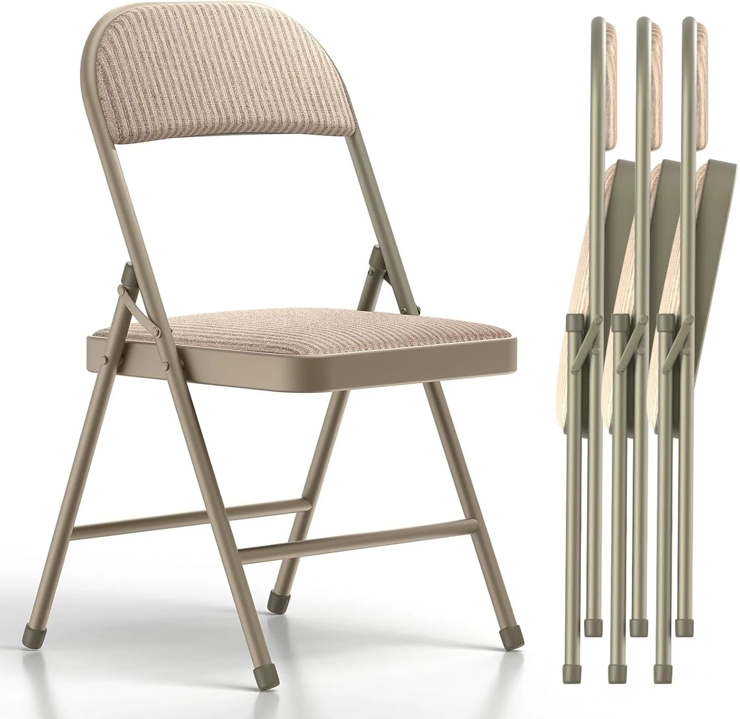 Nazhura 4 Pack Folding Chairs, Fabric Dining Chair Set with Padded Cushion and Back, Indoor Outdoo Seat for Home Office