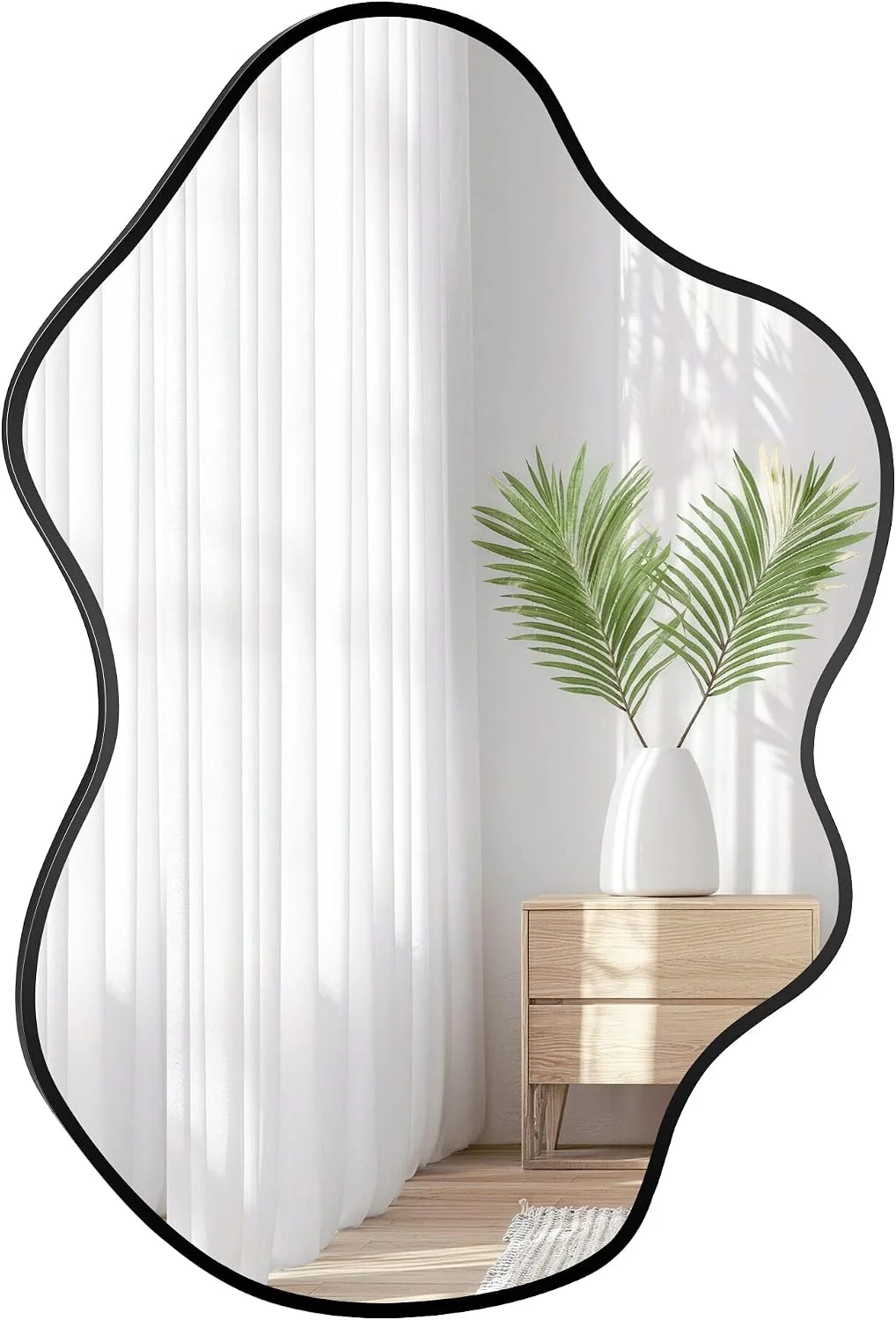 Irregular Black Bathroom Wall Mirror 24x36 Inch,Decorative Mirrors