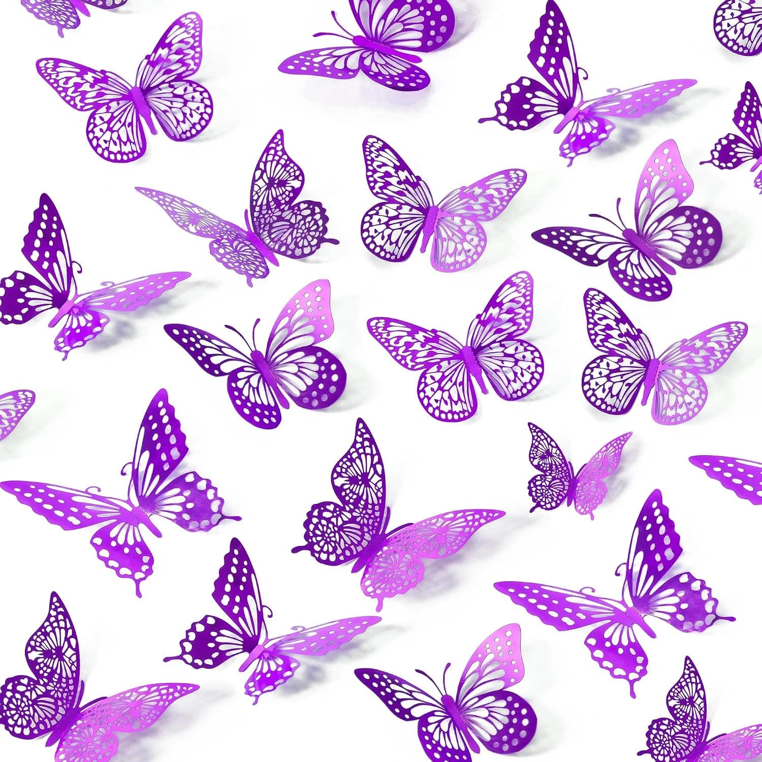 SAOROPEB 3D Butterfly Wall Decor 48 Pcs Purple Butterfly Decorations