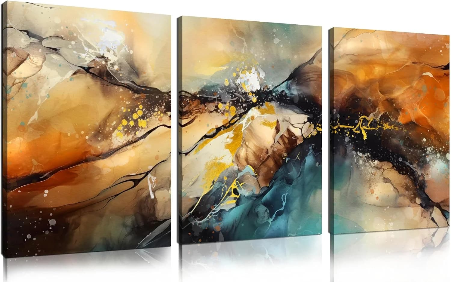 HUBOSKN Abstract Canvas Wall Art for Living Room - Modern Pictures for Office Wall Decor - 3 Piece Wall Art for Bedroom