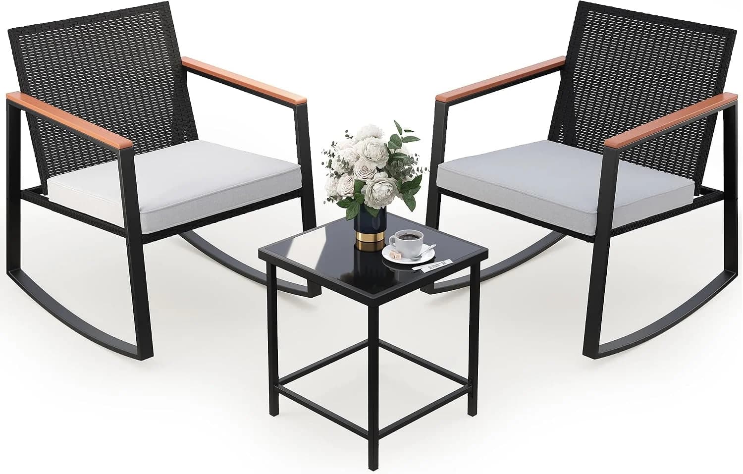 Gizoon 3 Pieces Rocking Patio Bistro Set