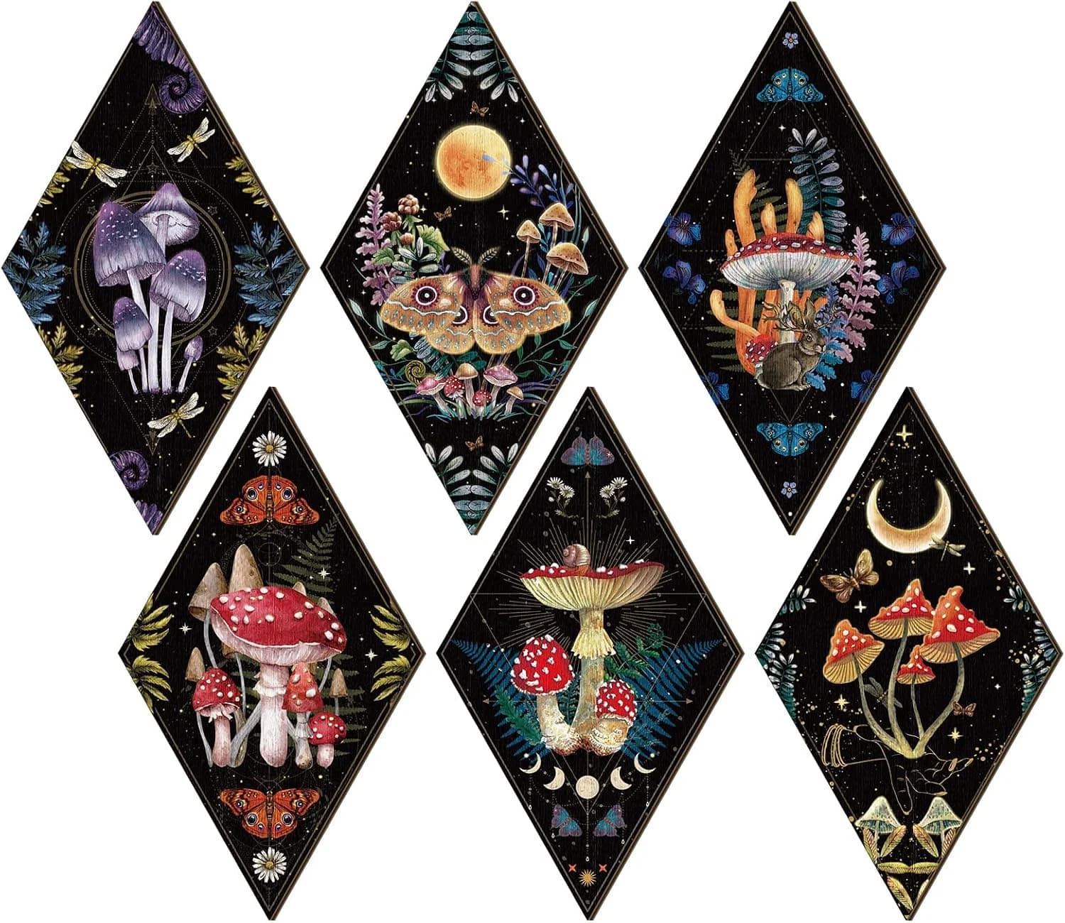 Sintuff Mushroom Wall Art Gothic Boho Sun Moon Phases Decor,Mushroom