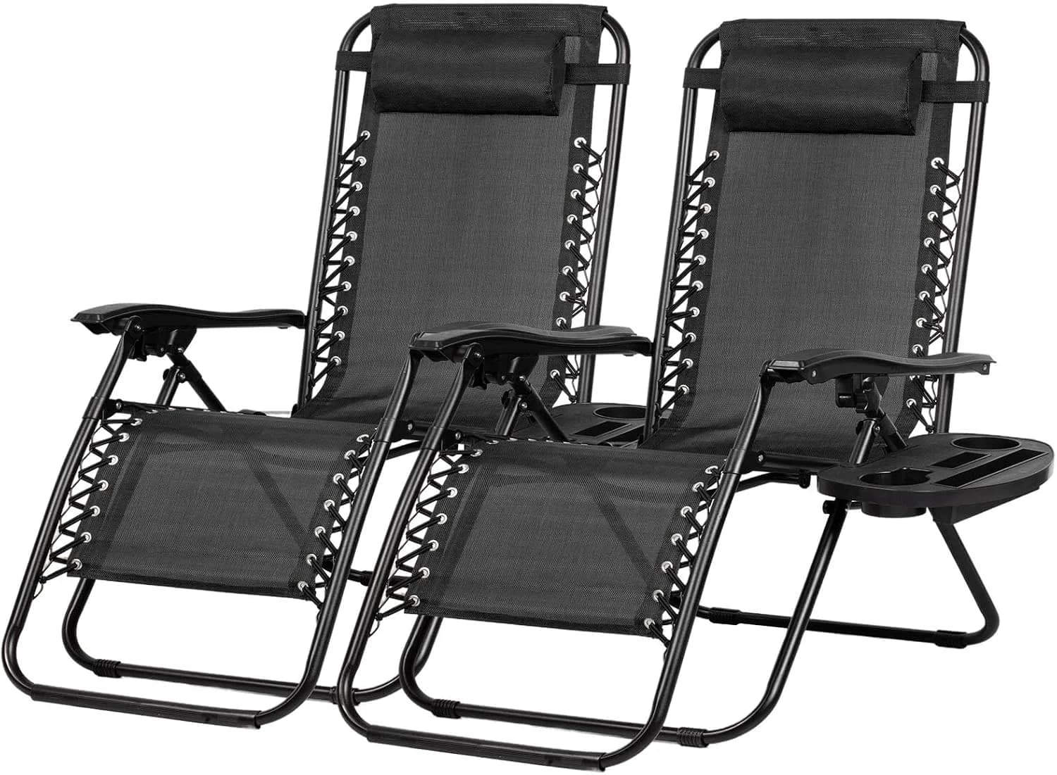 Nazhura Set of 2 Relaxing Recliners Patio Chairs Adjustable Steel Mesh Zero Gravity Lounge Chair Beach Chairs with Pillo