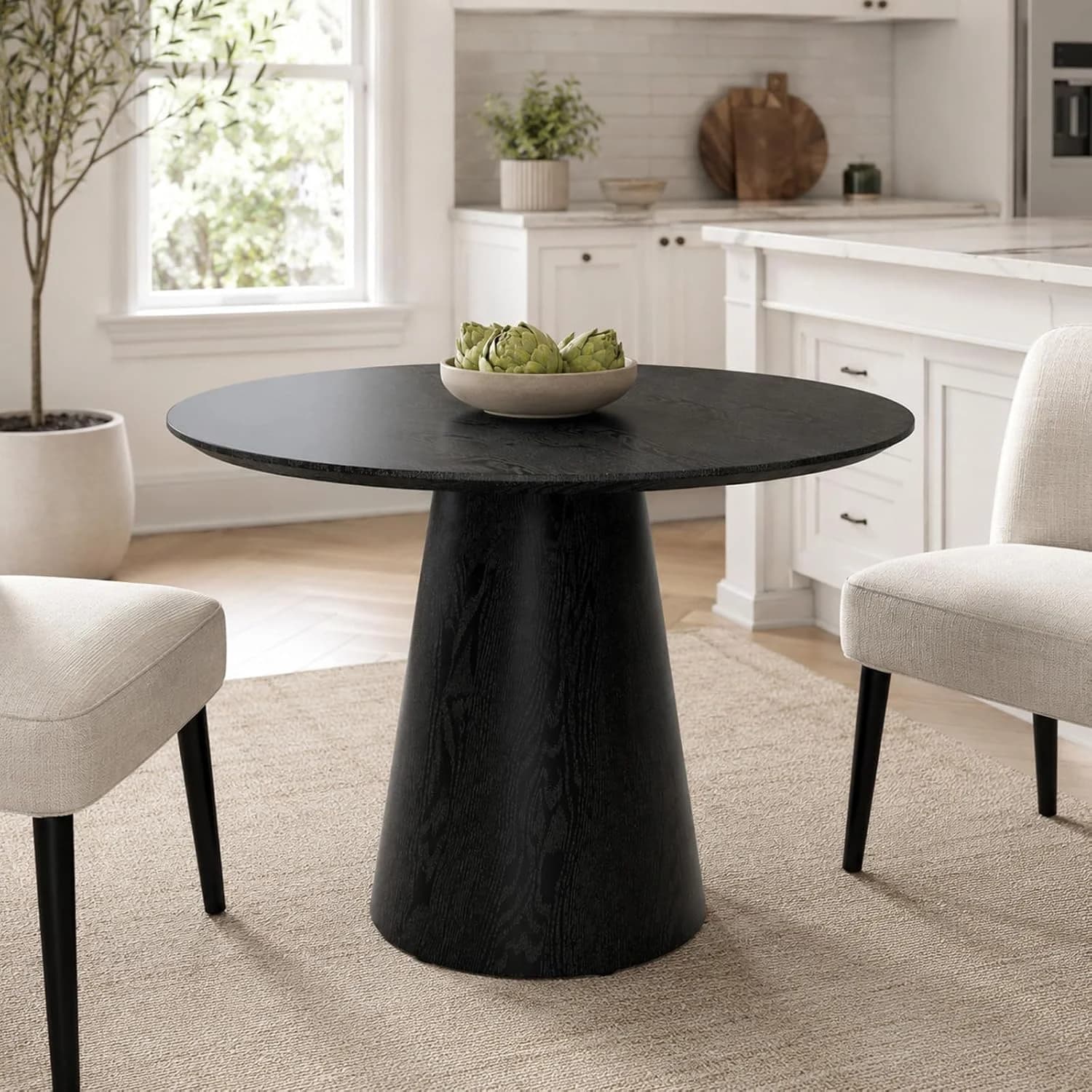 45" Round Dining Table, Round Black Dining Table