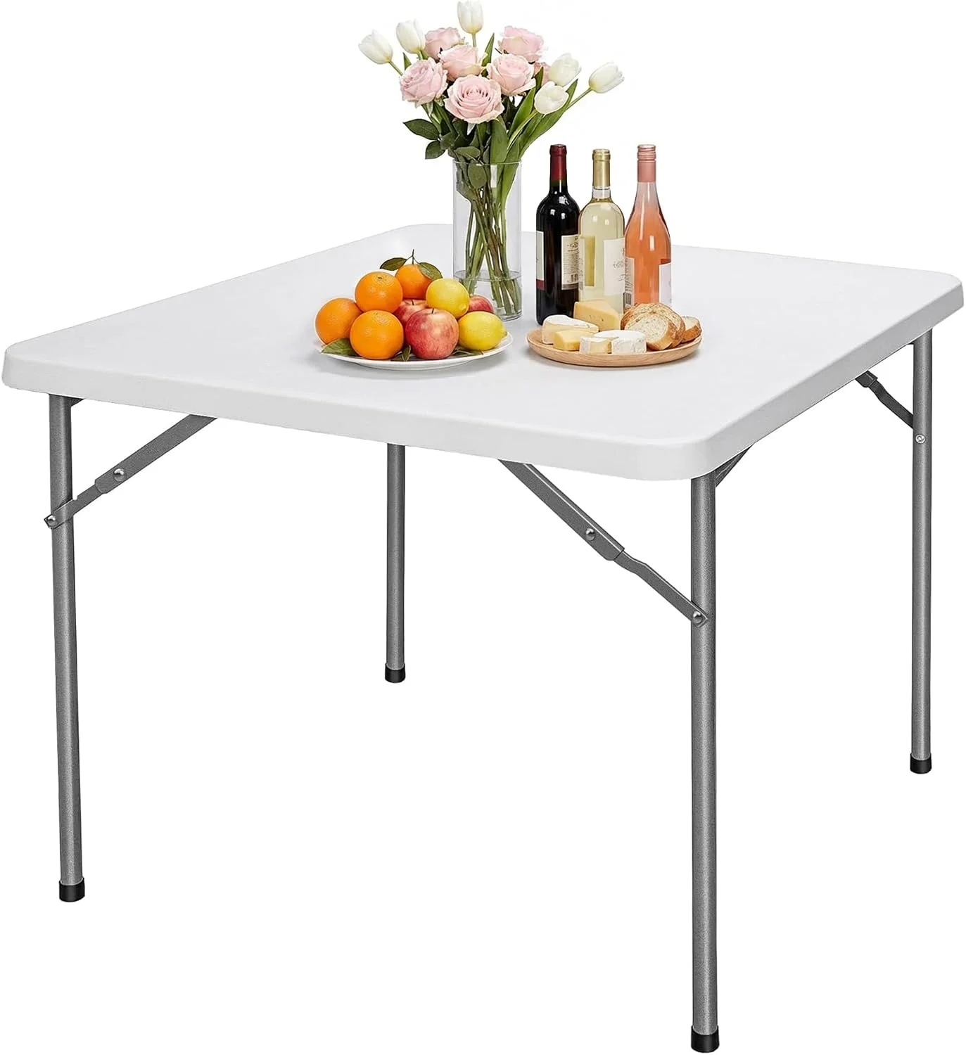 ZenStyle 3 ft Indoor Outdoor Heavy Duty Portable Plastic Folding Table, Square Card Desk Utility Table Game Table for Pu