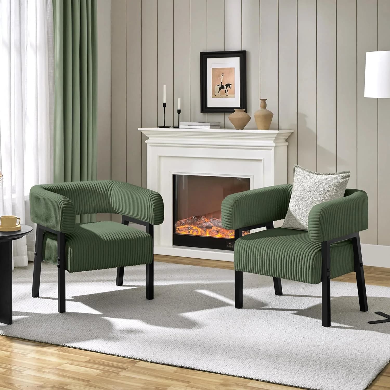 Yaheetech Accent Living Room Chair with Pocket Coiled Seat Set of 2