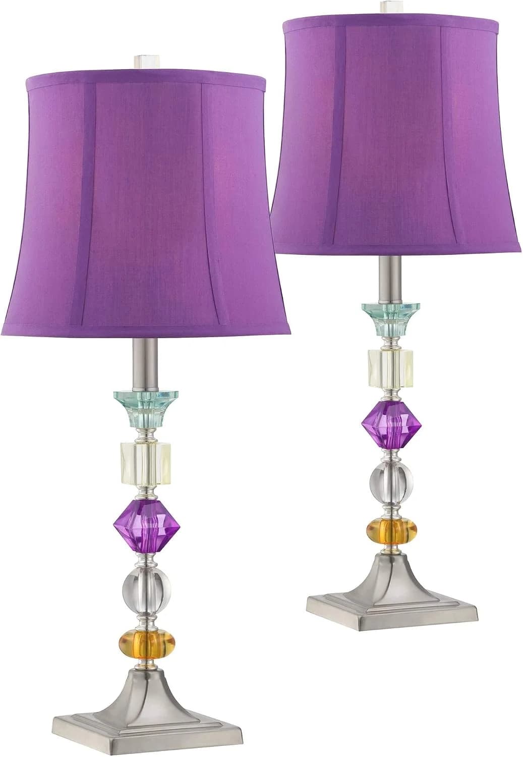 Bijoux 25 1/2" High Brushed Nickel Table Lamps Set of 2 Stacked Acrylic Gem