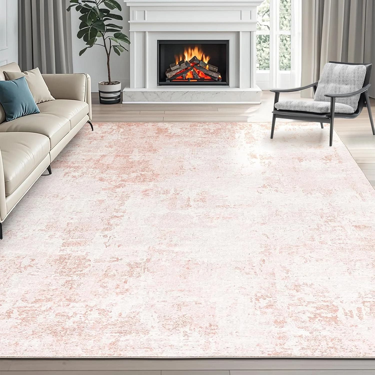 Dintszyayue 8X10 Area Rugs Washable Large Modern Foldable Thin Soft Non Slip Bedroom Living Room Floor Cove Rugs Dark Pi