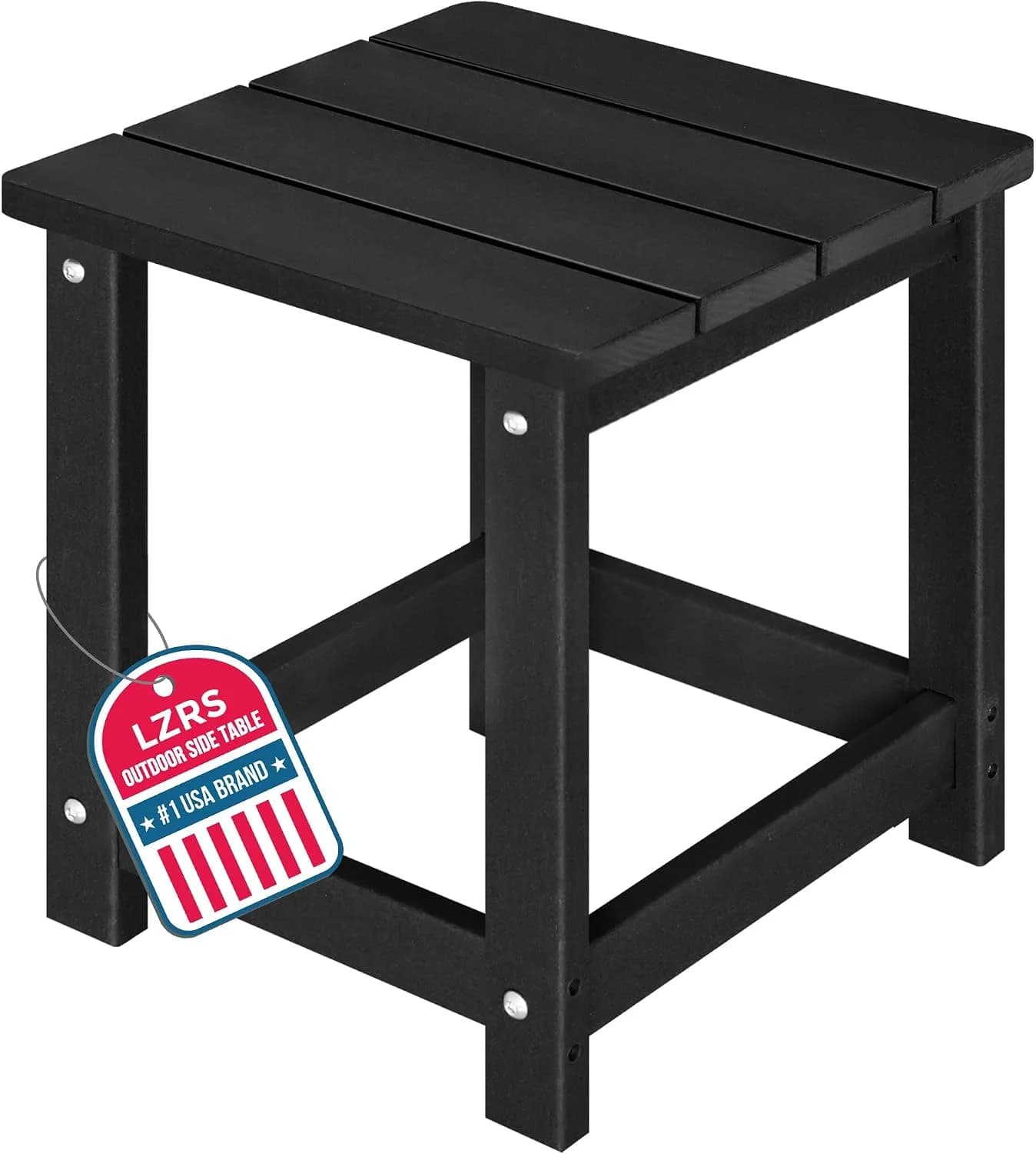 LZRS Patio Side Table, Heavy Duty HDPE Outdoor End Table with Wood Texture, Weatherproof Composite Table for Adirondack