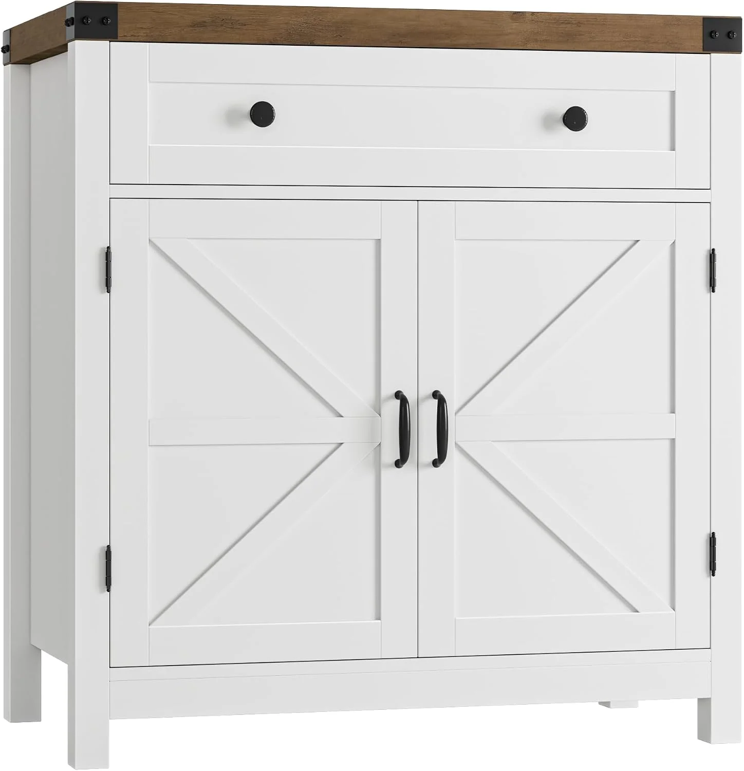 HOSTACK 31.5"W Kitchen Storage Cabinet, Farmhouse Coffee Bar Cabinet, White