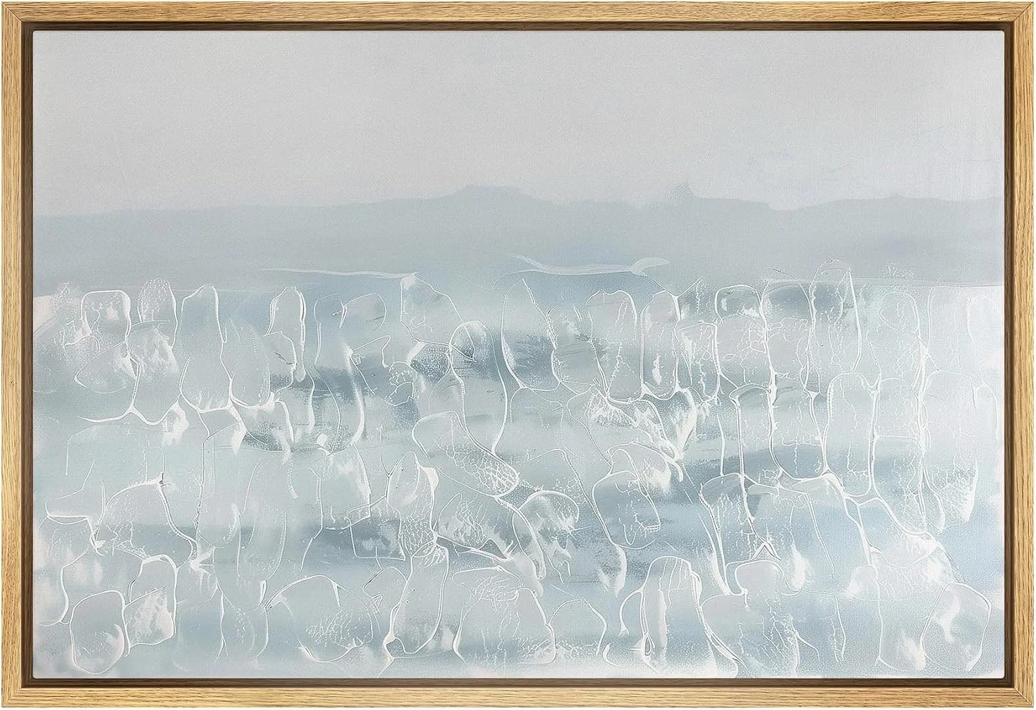 SIGNWIN Framed Canvas Print Wall Art Light Blue Abstract Watercolor Soft Minimalist Nature Wilderness Drawings Boho Chic