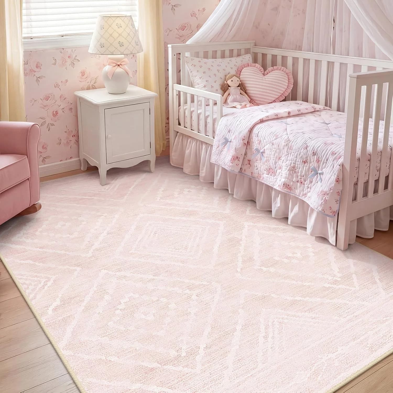 BESTSWEETIE 5'x7' Washable Area Rug for Living Room Bedroom Lightpink