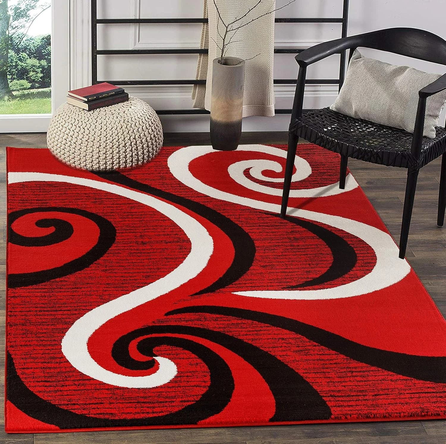 GLORY RUGS Modern Area Rug Swirls Carpet Bedroom Living Room Contemporary Dining Accent Sevilla Collection 4817A (4x6, R