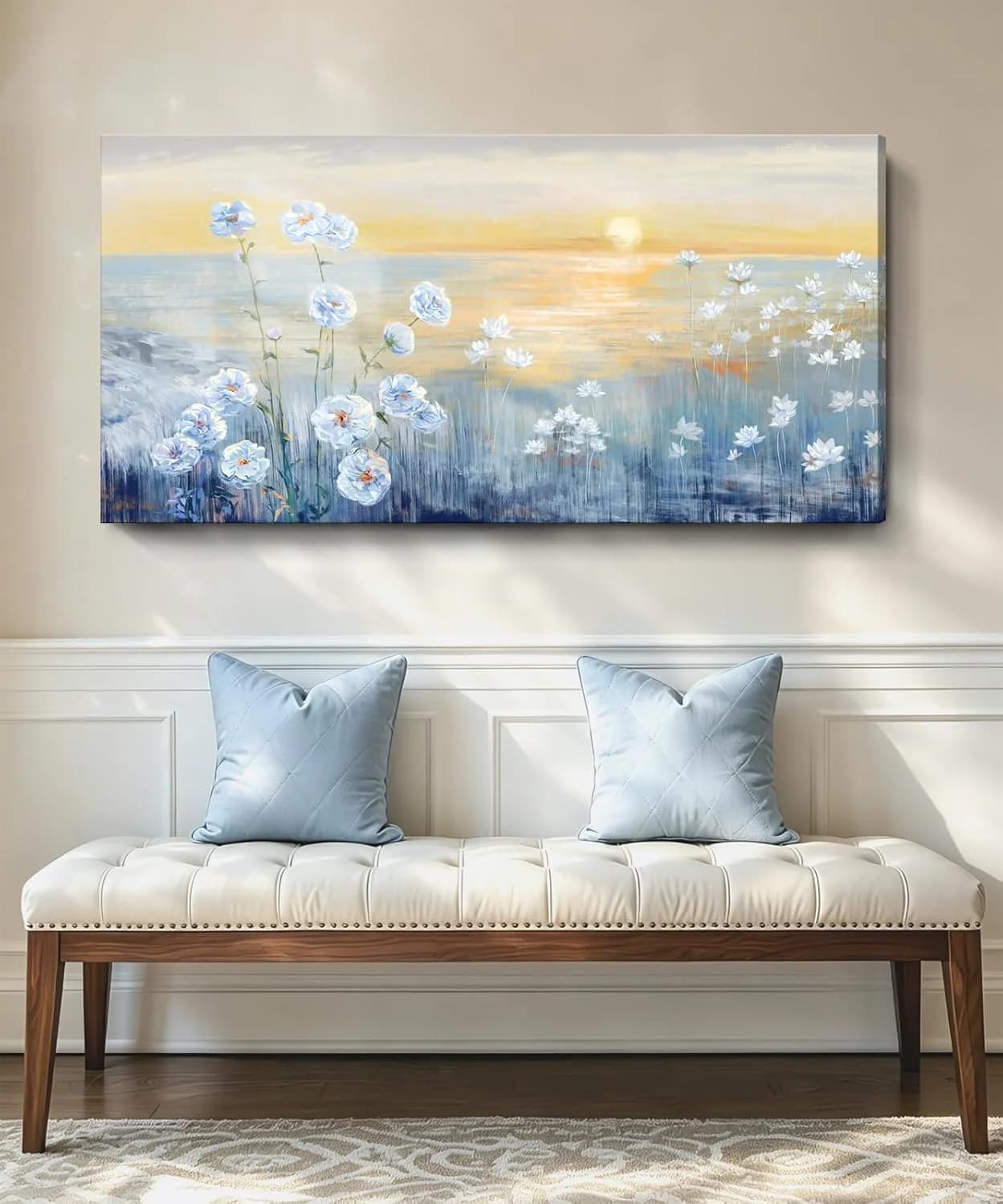 Nicetop Blue Ocean Sunset Canvas Wall Art for Living Room Bedroom 20x40inch