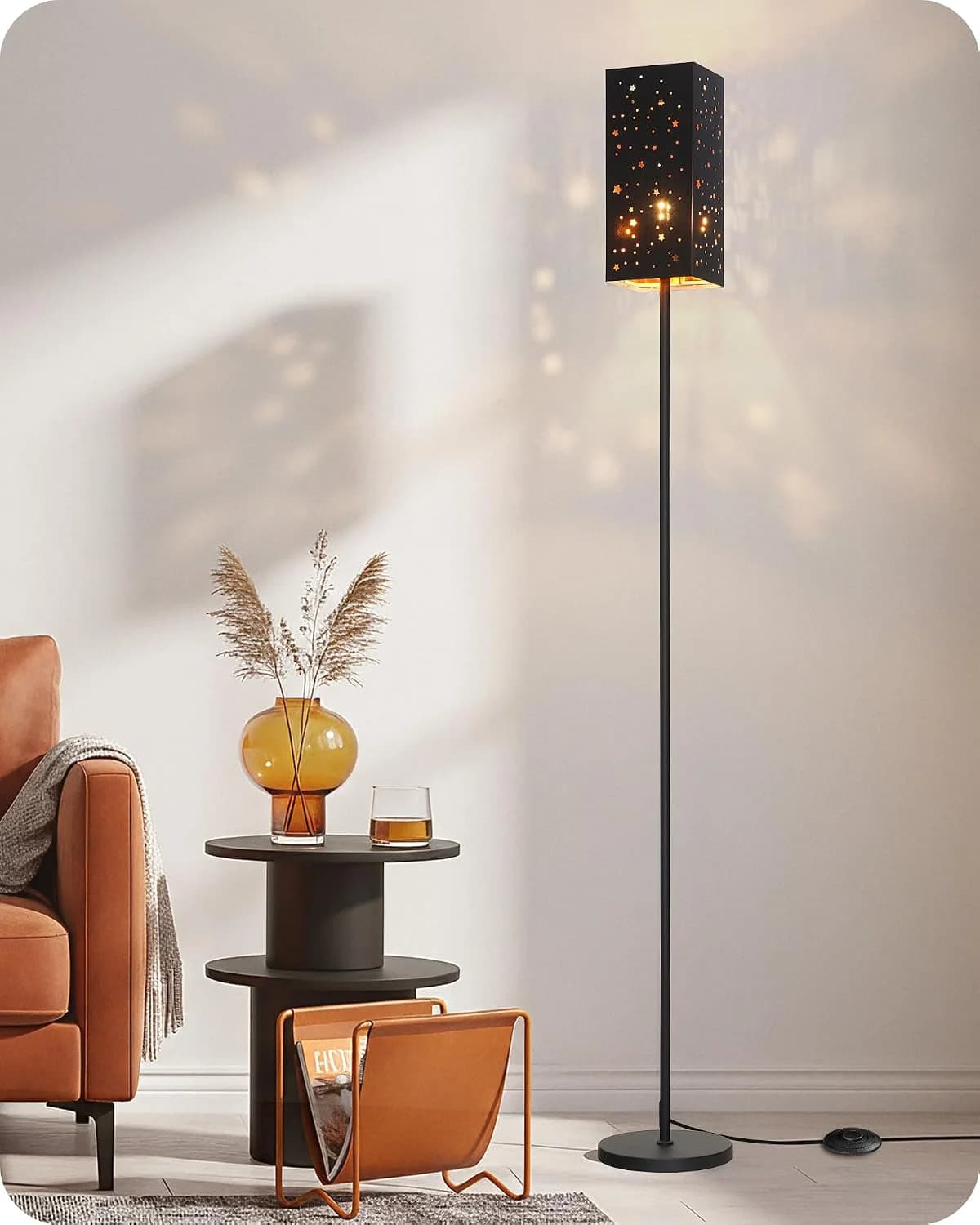 64.6" Floor Lamp, with Foot Switch, Standing Lamp with Sky Stars Design, Modern Freestanding Lamp (Bulb Not Included), f