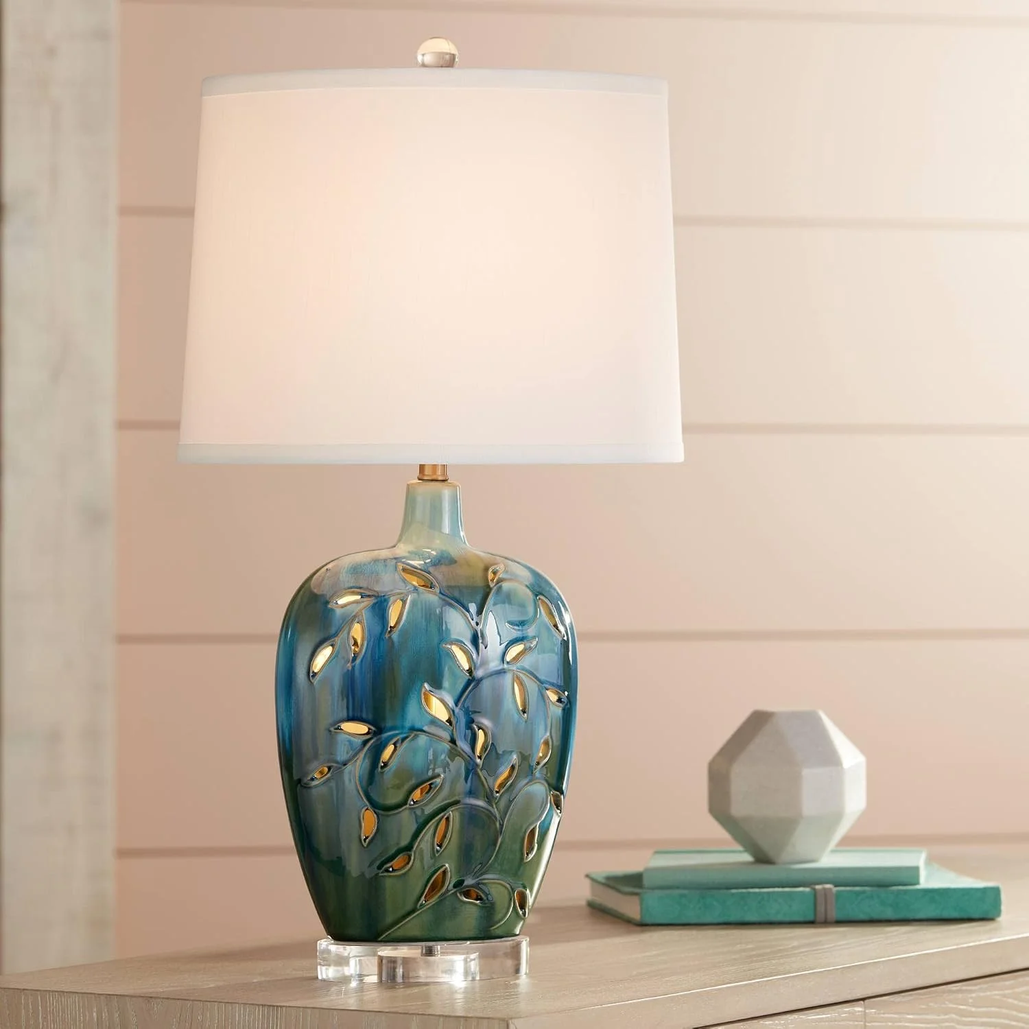 Devan Vines 24 1/2" High Table Lamp Blue Ceramic Night Light Acrylic Modern
