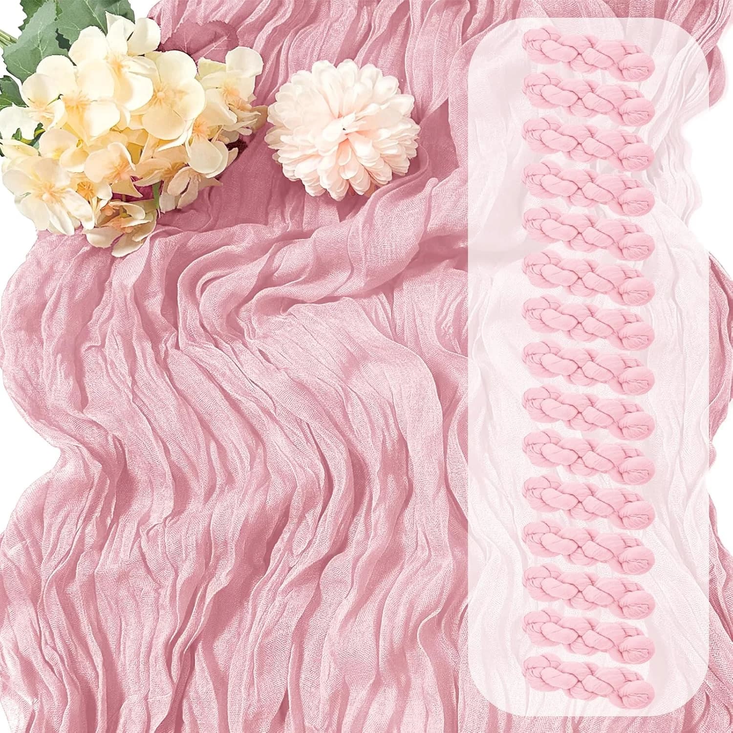 15 Pack Light Pink Cheesecloth Table Runner 17 x 108 inch Cheese Cloth Table Runners 9ft Pink Table Runner Rustic Romant
