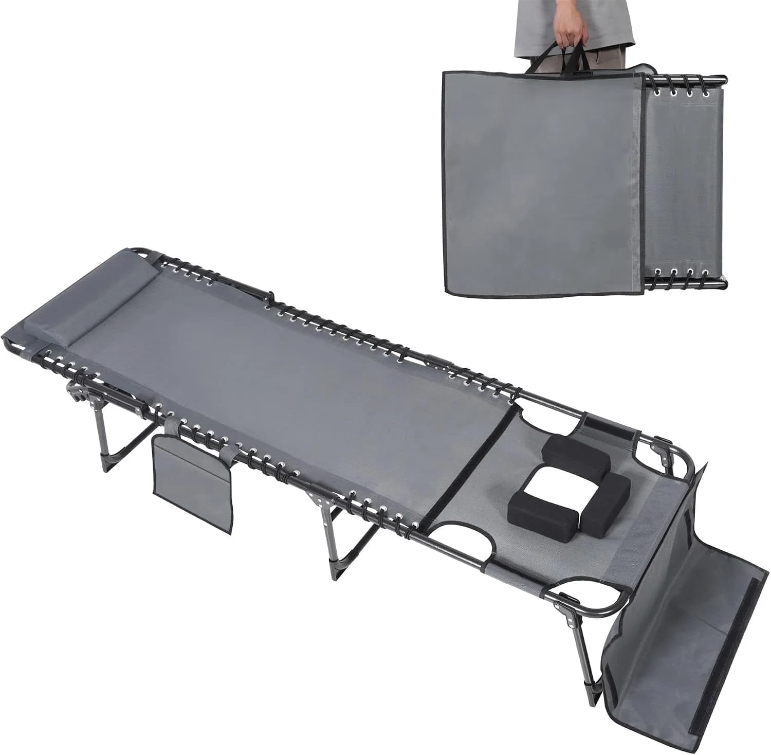 MUPATER Patio Chaise Lounge Chair for Outdoor with Face Hole, 4-Fold Adjustable Backrest, Removable Pillow and Detachabl