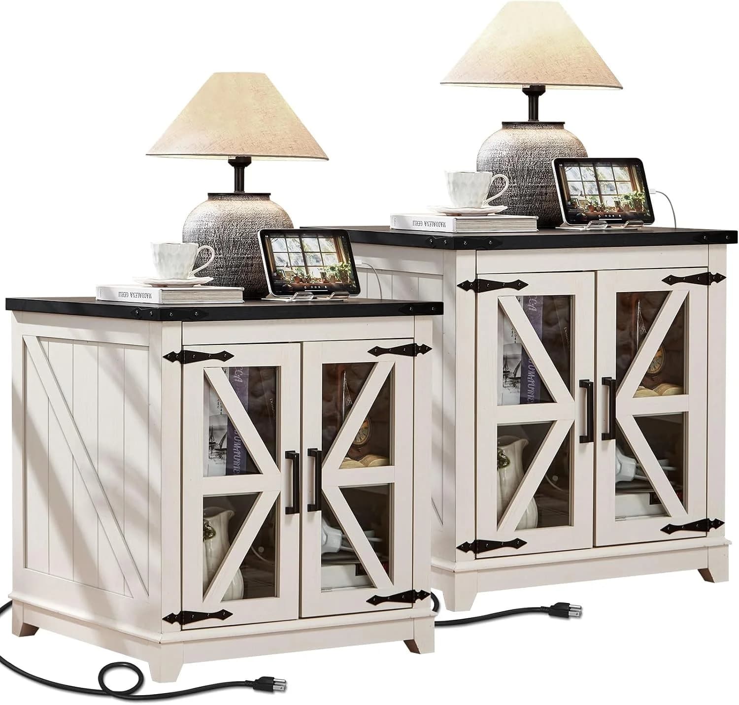 Joaxswe Farmhouse End Table Set 2 for Living Room