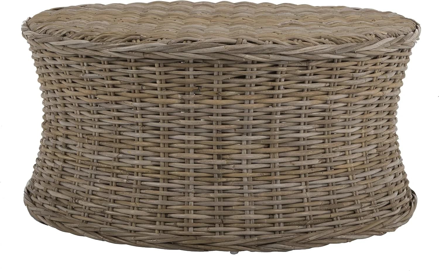 SAFAVIEH Home Collection Ruxton Natural Rattan Round Coffee Table Ottoman