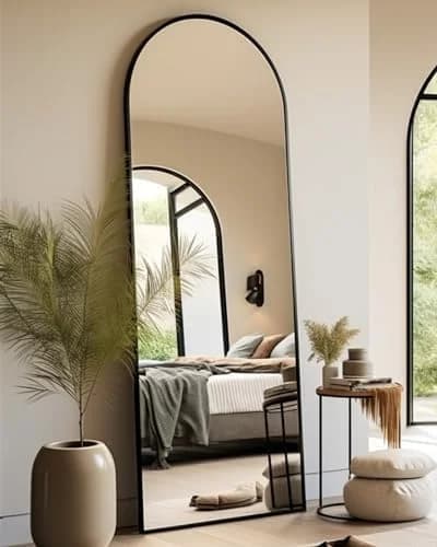 BEVERDY Arched Full Length Mirror - 18"58" Standing Mirror with Stand or Wall Mounted for Bedroom and Living Room - Blac