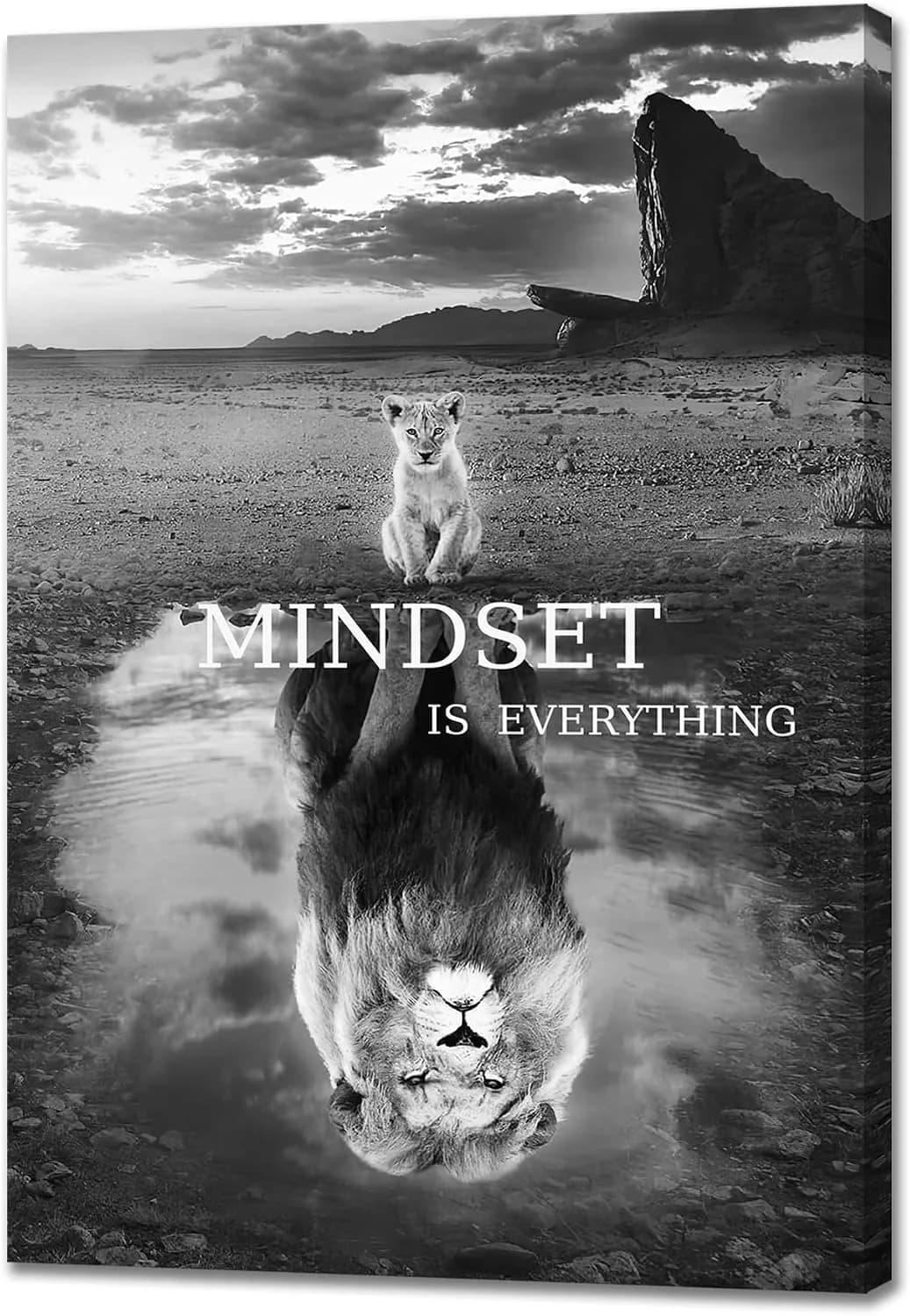 Lion Wall Art Mindset Motivational Animals Prints Poster for Office Wall Decor Modern Canvas Framed Artwork Pictures Rea