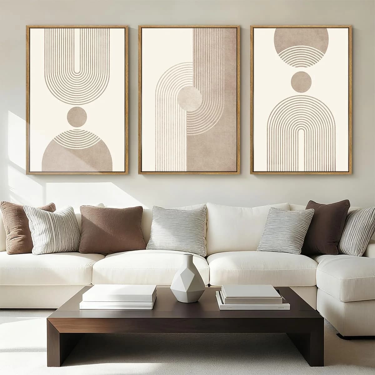 BINCUE Neutral Abstract Wall Art Beige Large Wall Decor Boho Mid Century Modern Artwork Art Print for Living Room Bedroo