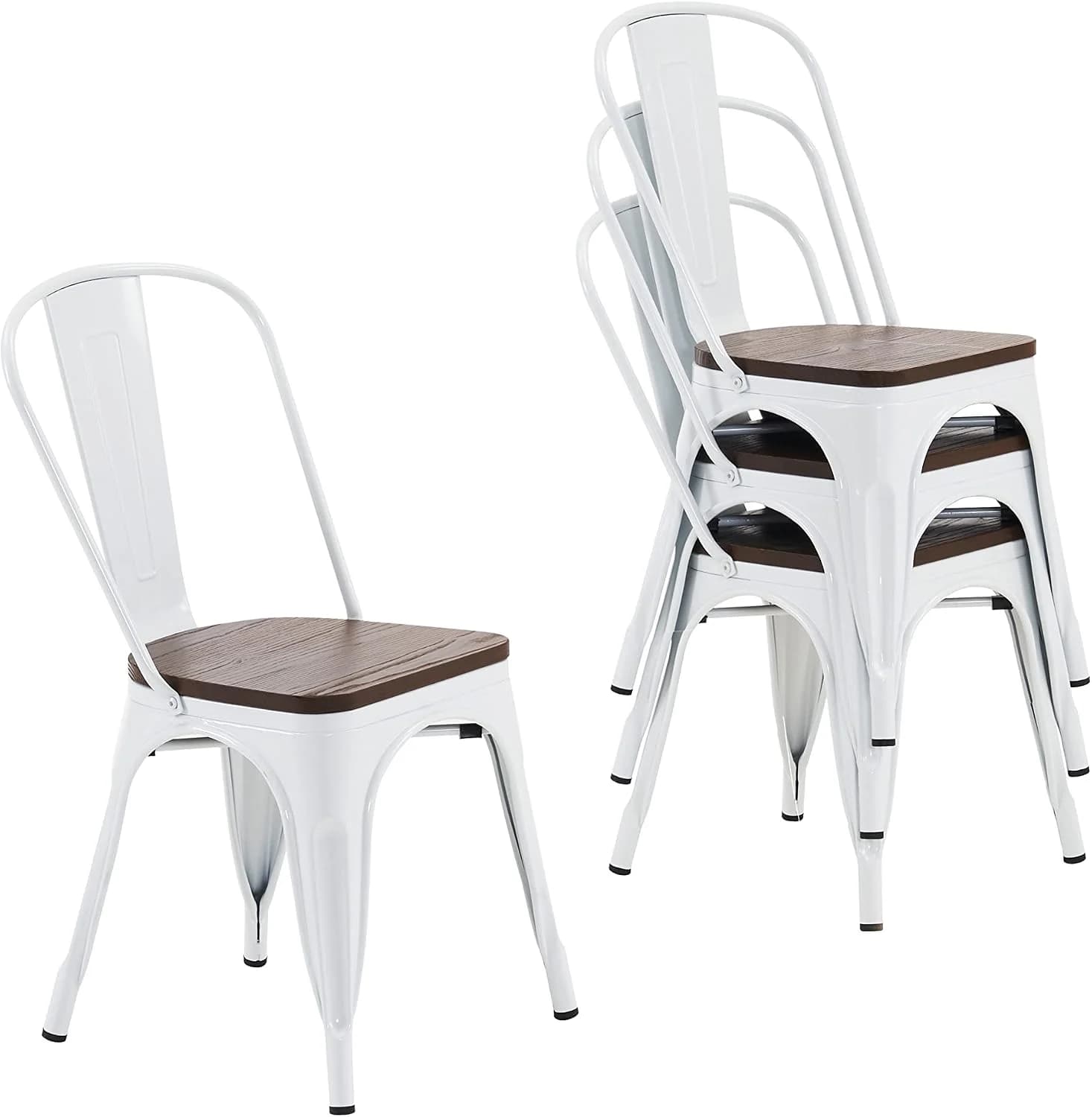 Nazhura Metal Dining Chair Farmhouse Tolix Style for Kitchen Dining Room Café Restaurant Bistro Patio, 18 Inch, Stackabl