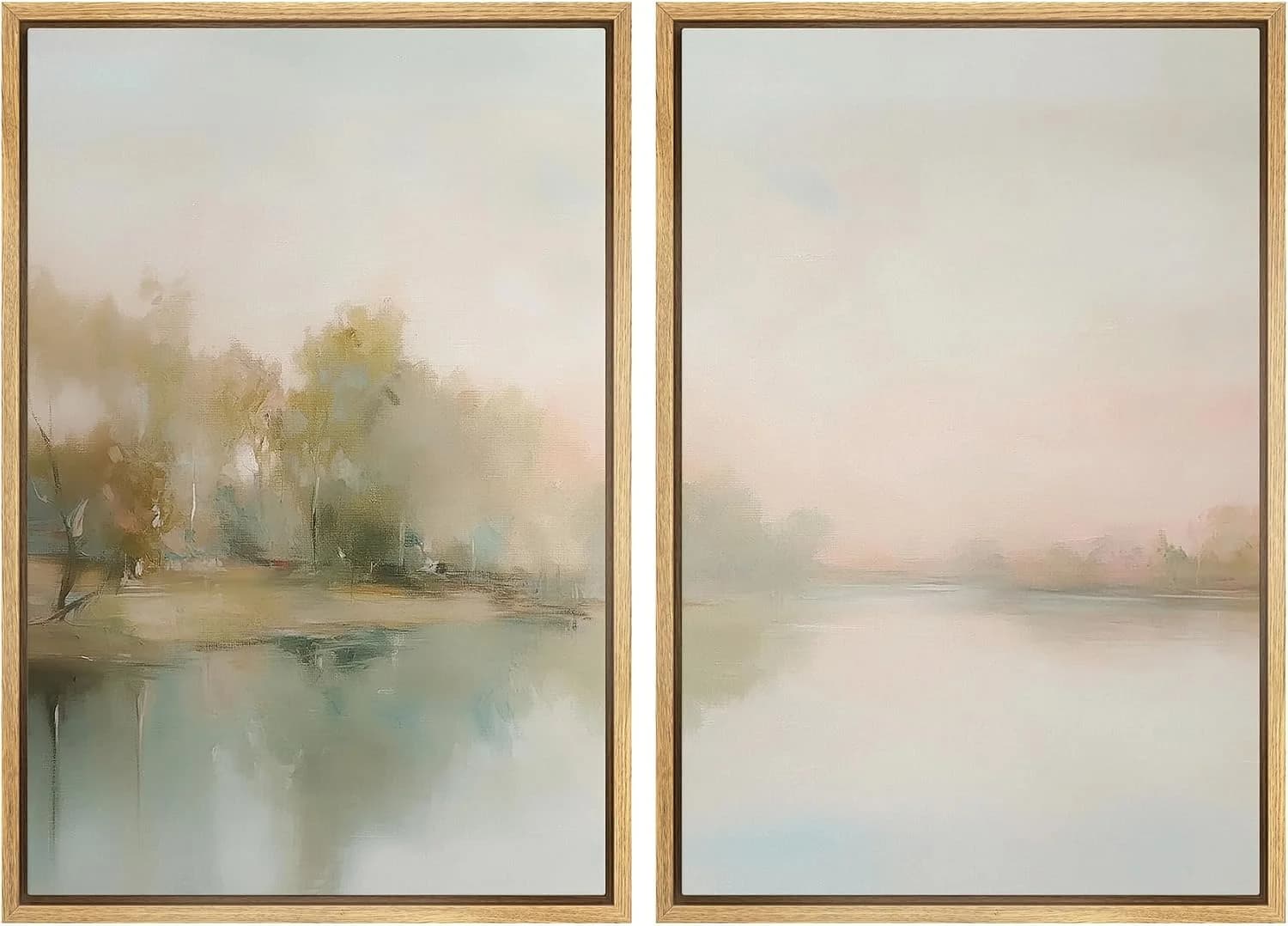 MUDECOR Framed Canvas Print Wall Art Tranquil Reflection Serene River Landscape Illustrations Modern Art Decorative Bohe