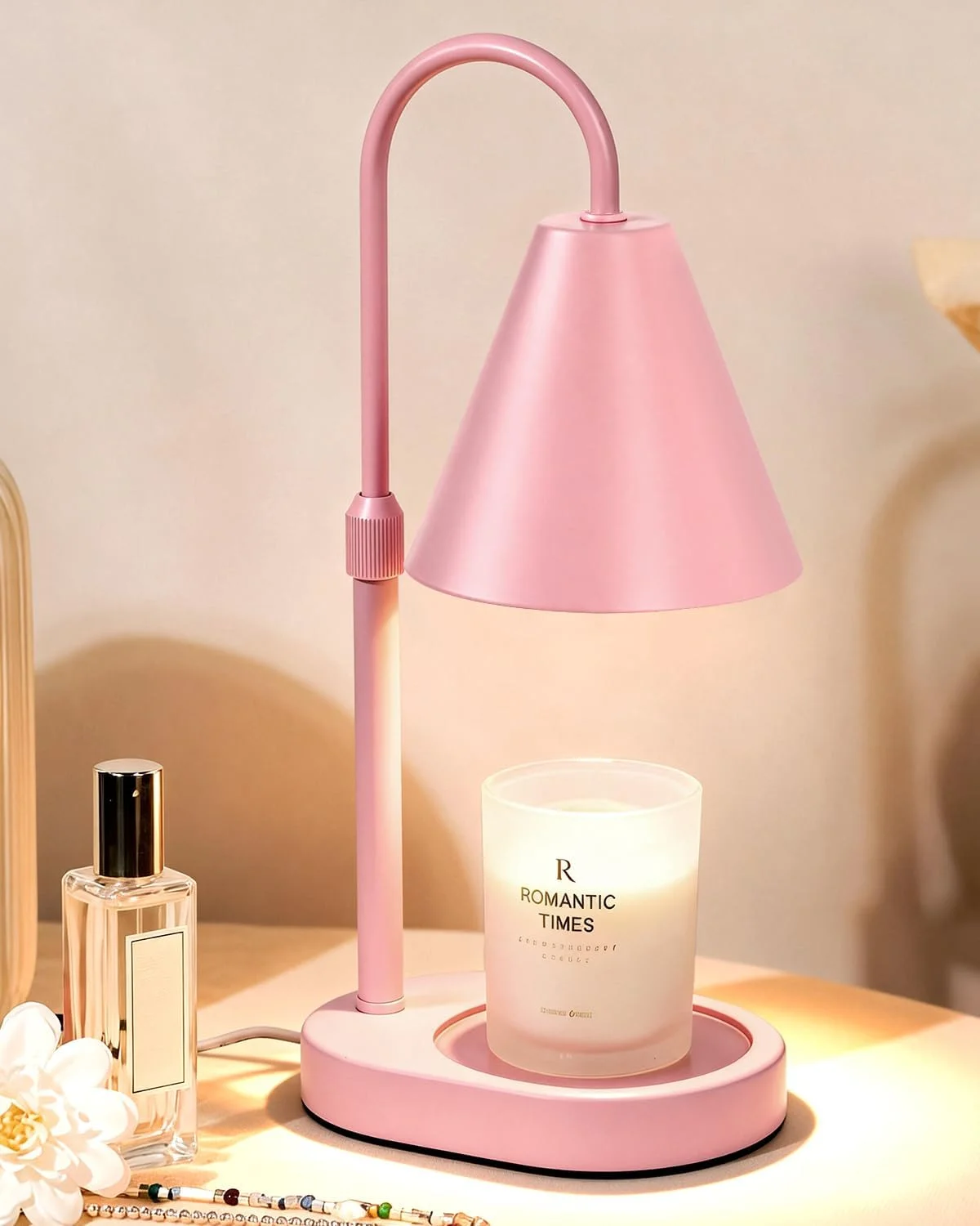 Funistree Modern Pink Candle Warmer Lamp with Timer, Dimmable Candle Lamp Warmer, Christmas Birthday Gifts for Women, Ad