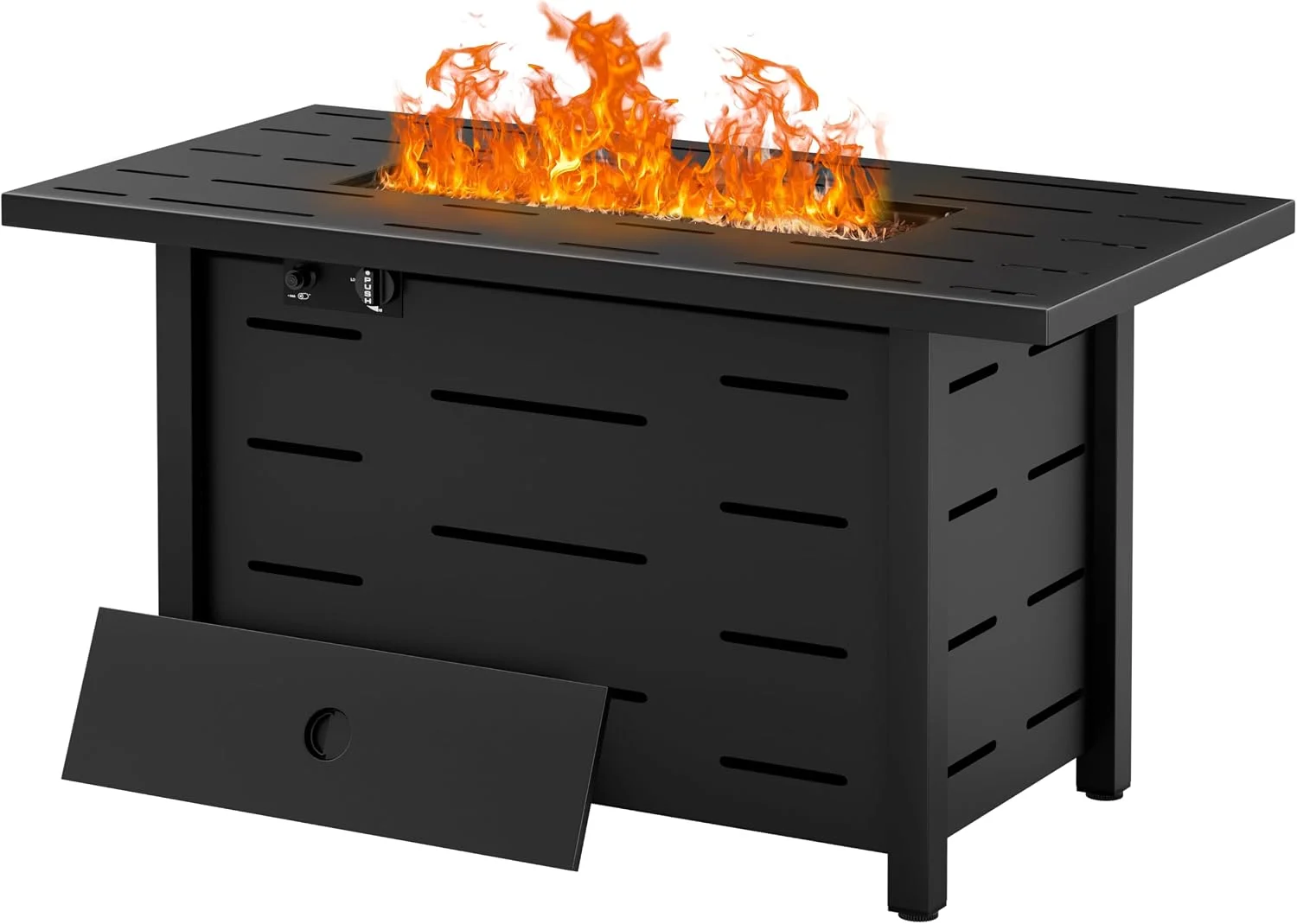 43 inch Outdoor Propane Fire Pit 50,000 BTU Gas Fire Pit Table with Lid, Waterproof Cover, Rectangle Gas Firepit Table f