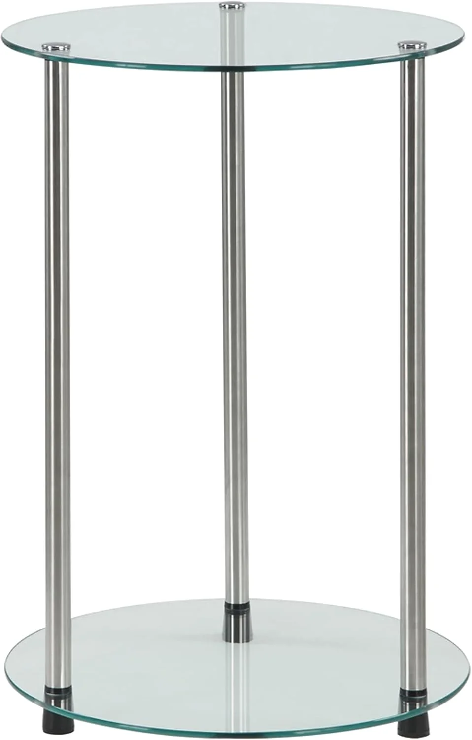 Convenience Concepts Designs2Go Classic Glass 2 Tier Round End Table 15.75" - Modern Side Table for Living Room, Tempere