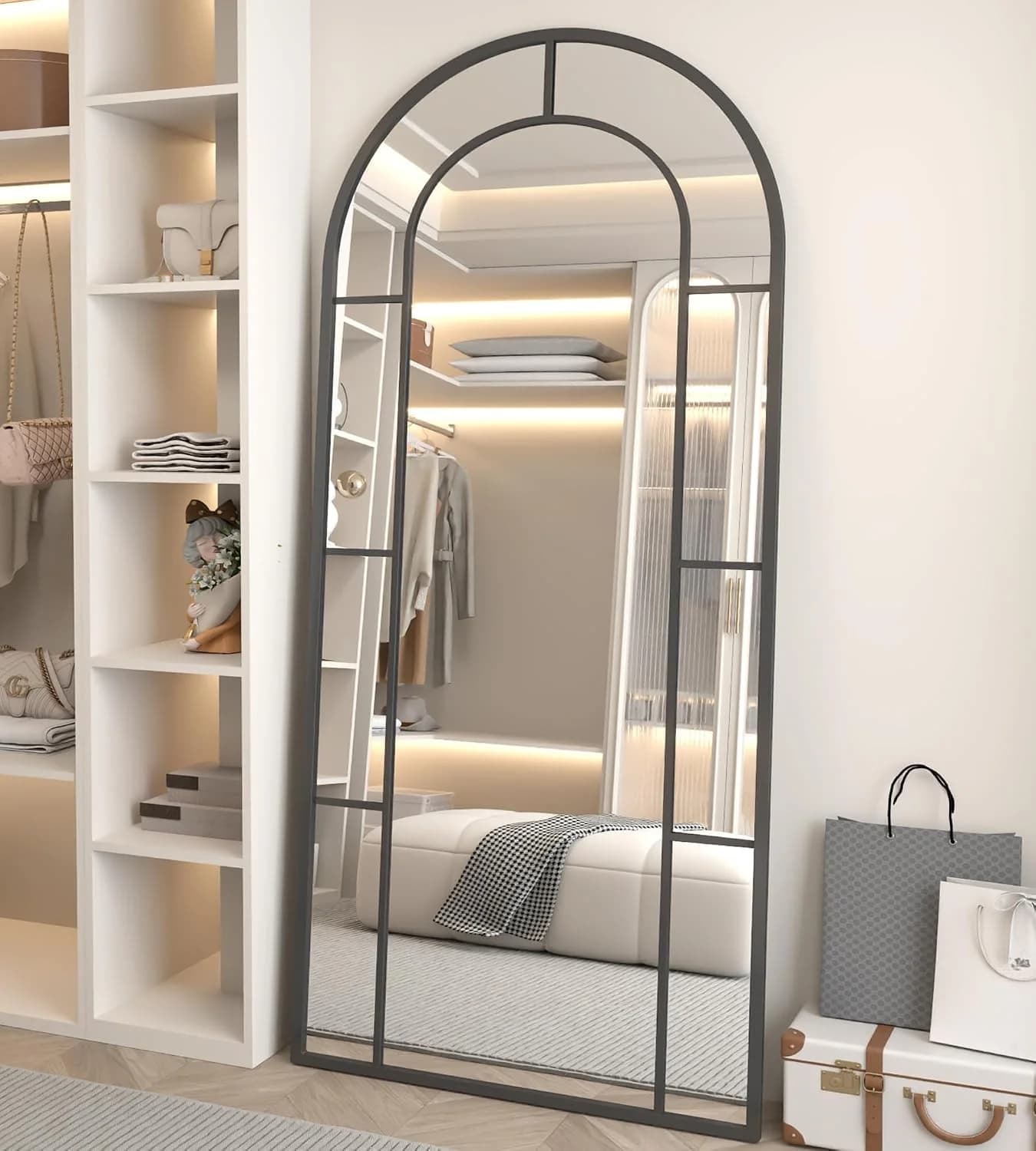Arched Full Length Mirror, 71"x32" Mirror Full Length, Oversized Floor Length Standing Mirrors, Large Body Wall Mounted
