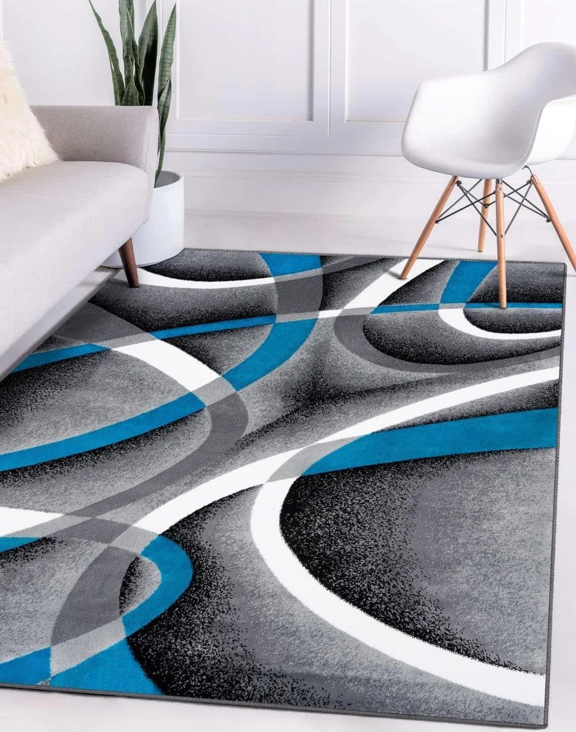 Luxe Weavers Geometric Abstract Area Rug Turquoise 5x7