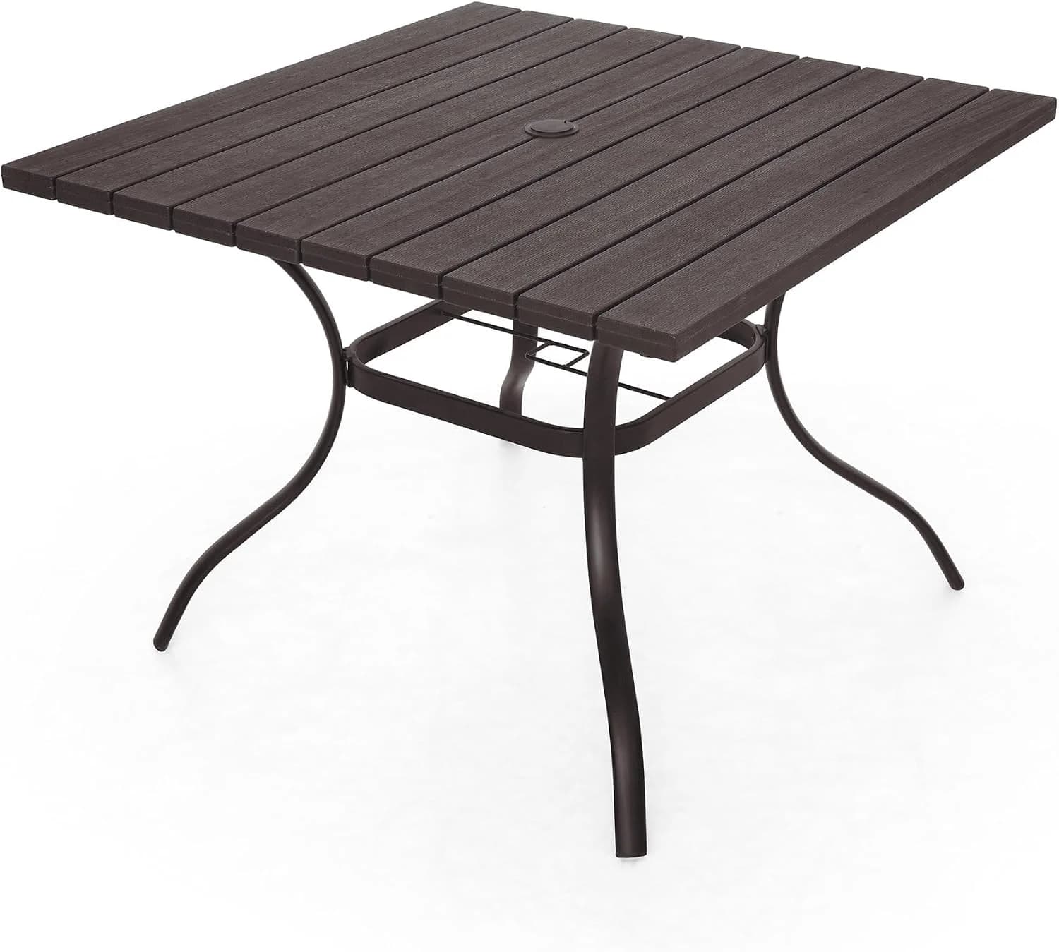 Anmutig 37" Outdoor Dining Table with 1.6" Umbrella Hole, Brown