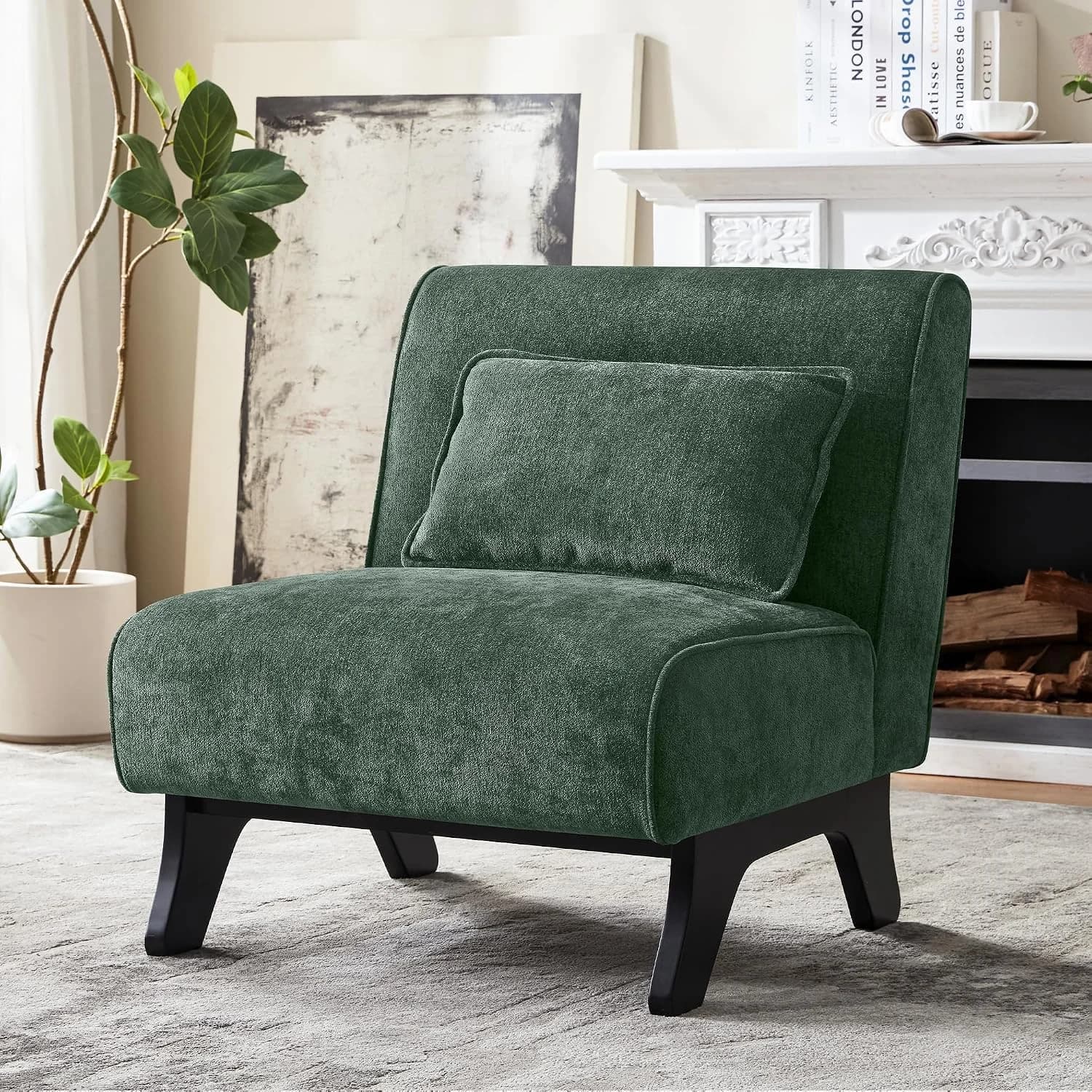 Armless Accent Chair Comfy Upholstered Modern Living Room Side Chair