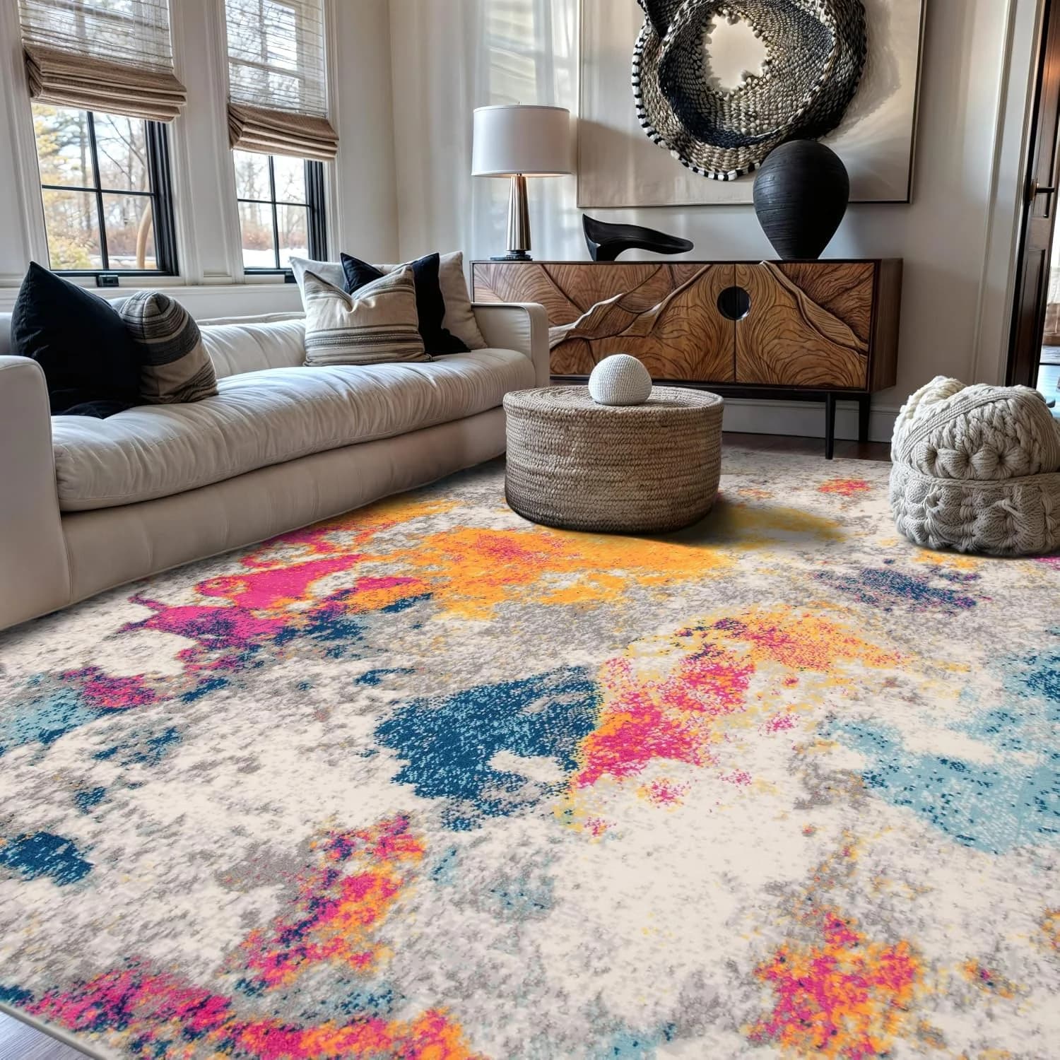 Rugshop Modern Abstract Living Room Non-Shedding Area Rug Multi 5' x 7'