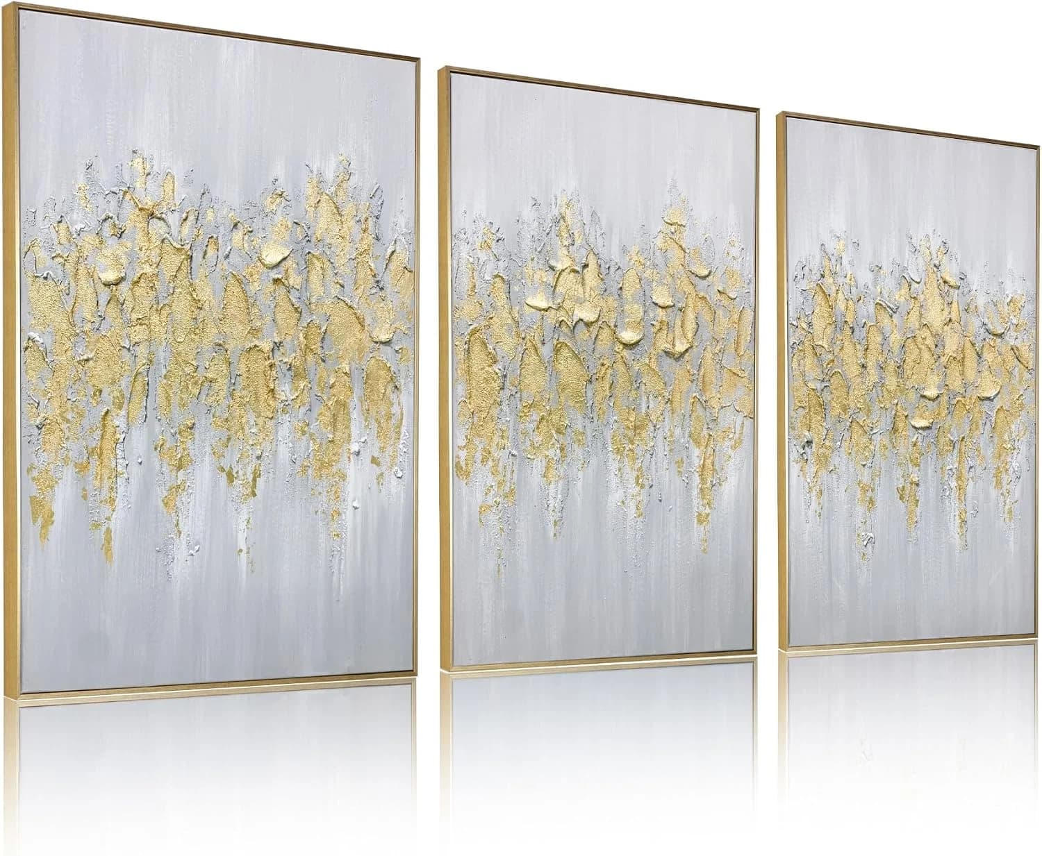 Zessonic Abstract Glam Gold Textured Hand-Painted Thick Wall Art,24"x36"x3