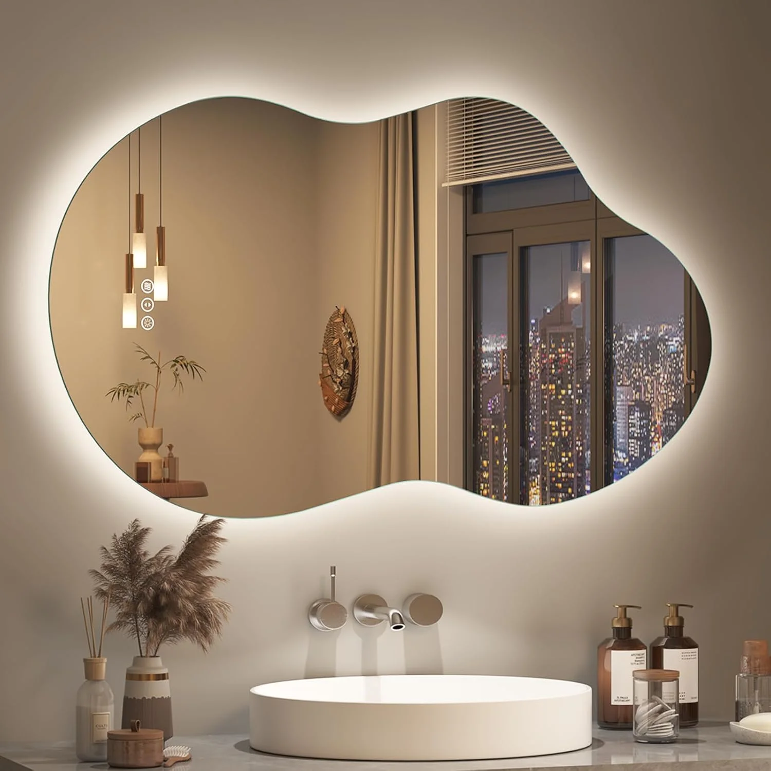 SMIROR 24x36 Irregular Backlit Led Lighted Bathroom Vanity Mirror